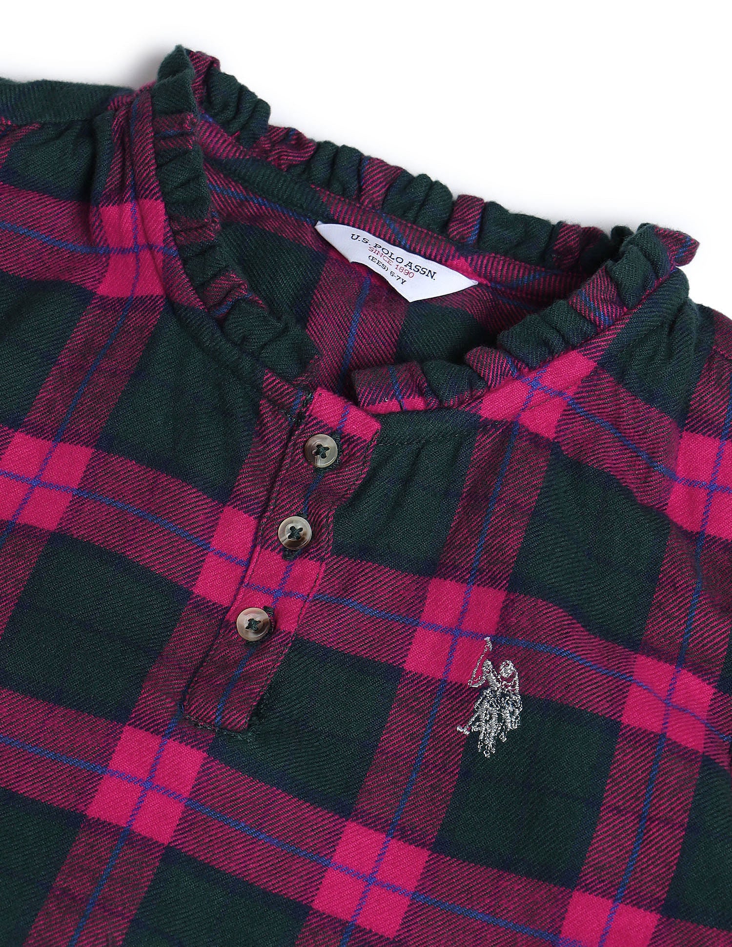 Girls Regular Fit Checked Top Red - U.S. Polo Assn. India | Large