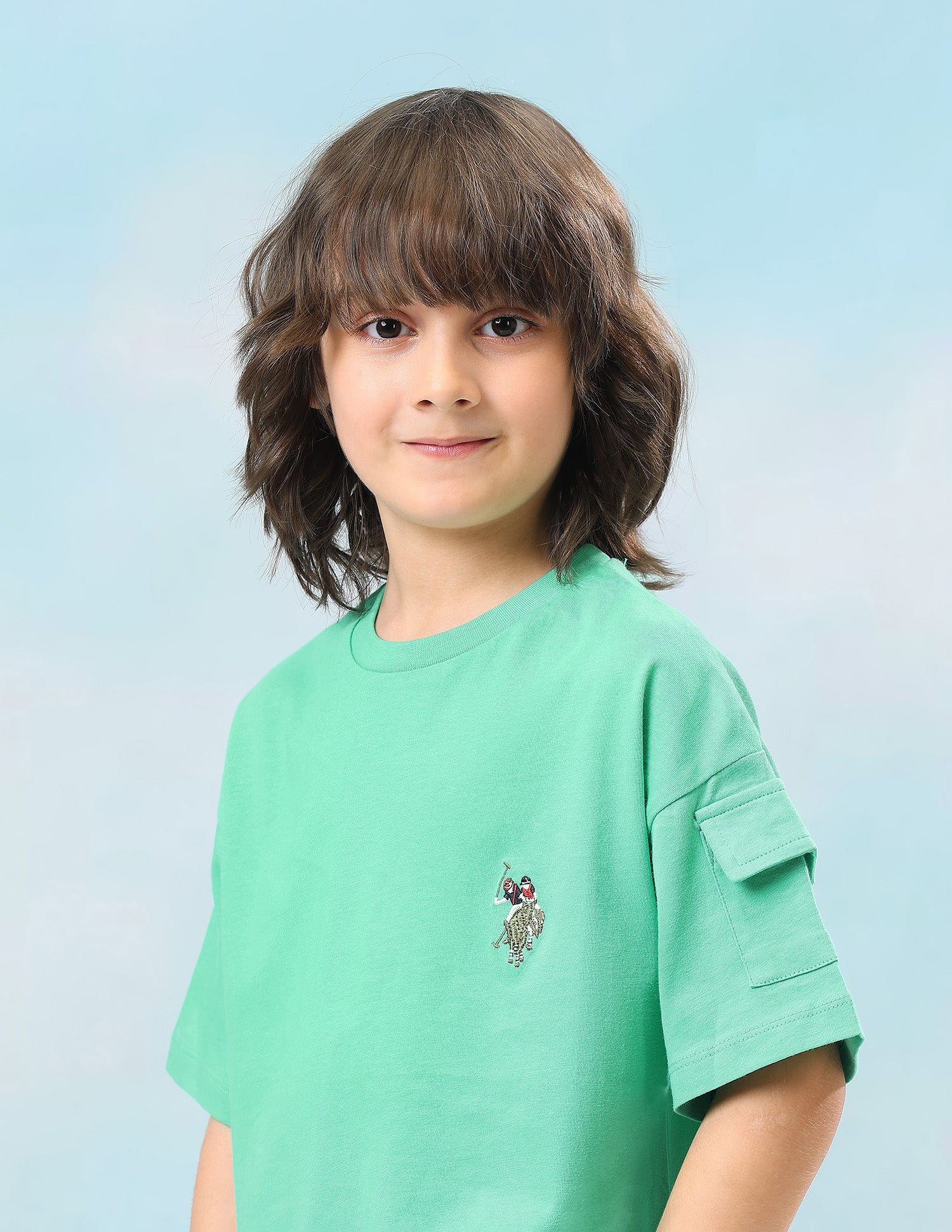 Solid Oversized Fit T-Shirt Light Green - U.S. Polo Assn. India | Large