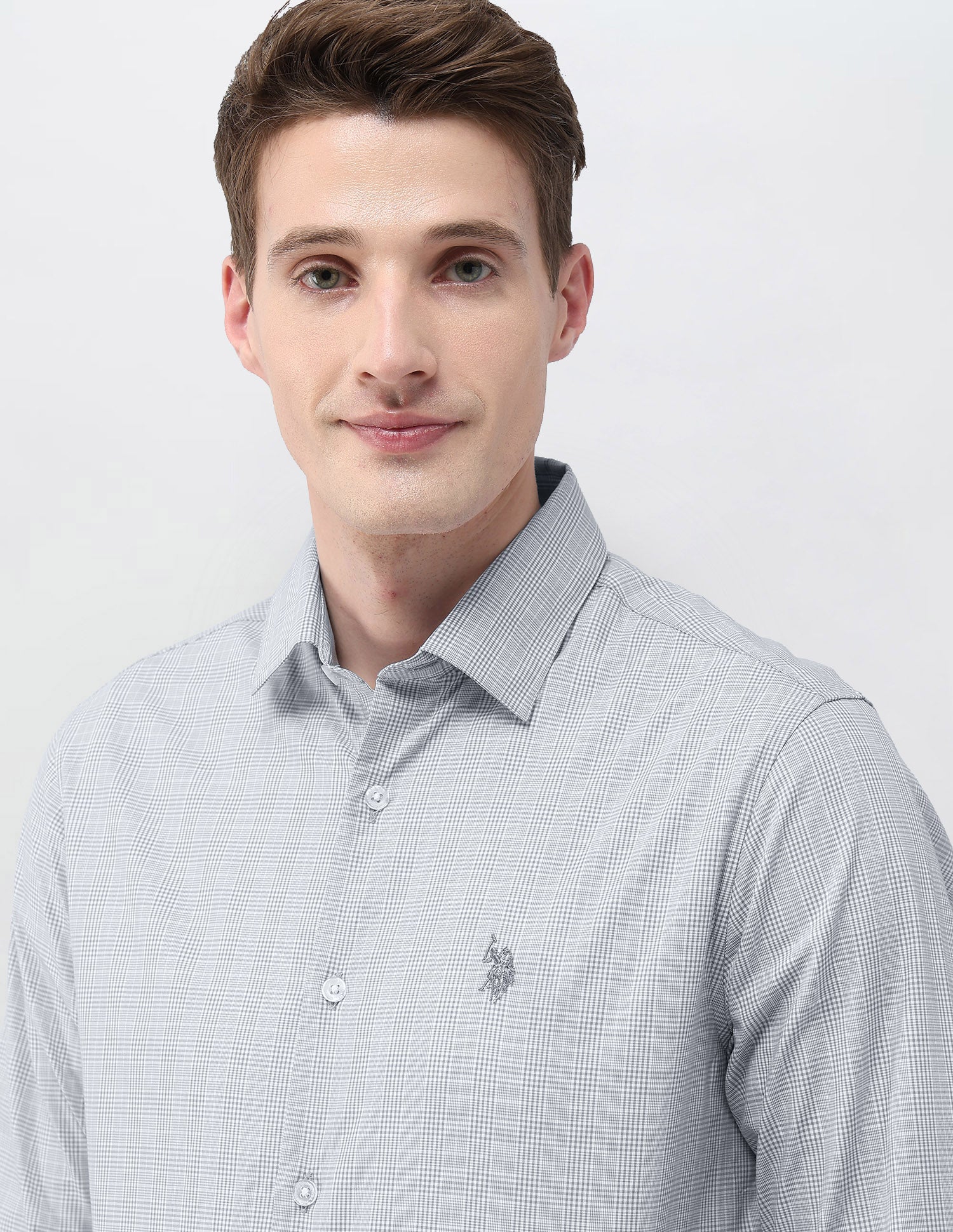Tailored Fit Satin Shirt Light Grey - U.S. Polo Assn. India | Large