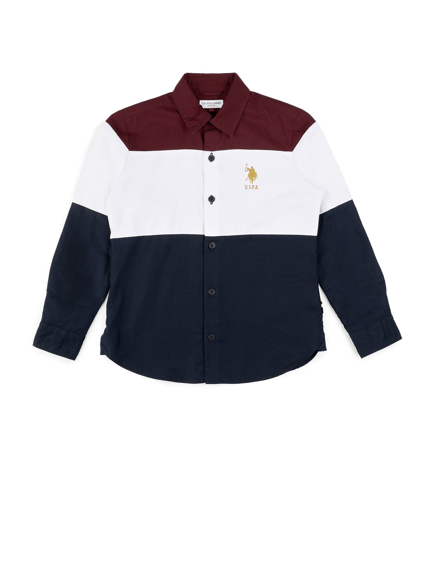 Boys Colorblocked Pure Cotton Shirt Red - U.S. POLO ASSN. | Large