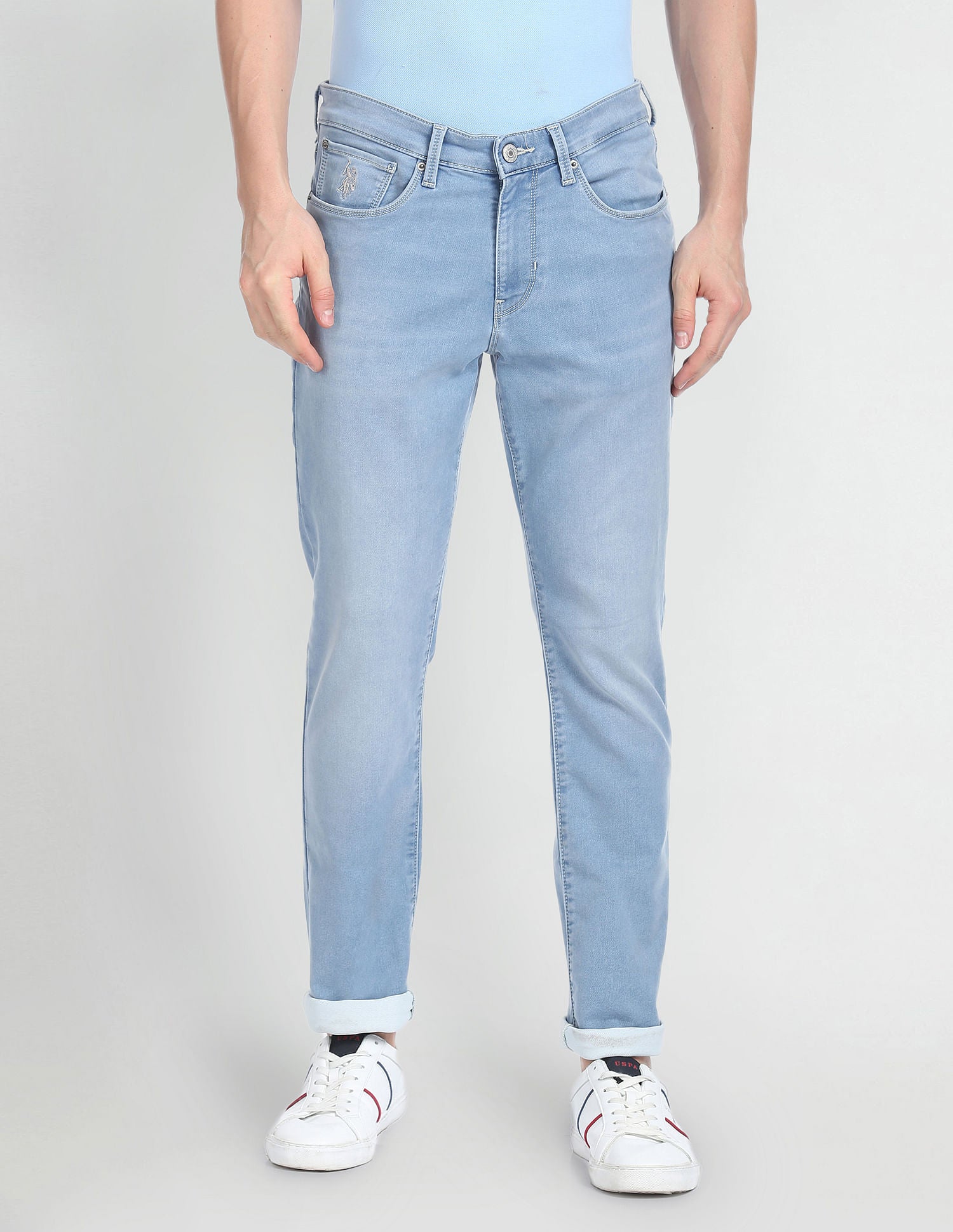 Brandon Slim Tapered Fit Stone Wash Jeans Blue - U.S. POLO ASSN. | Large