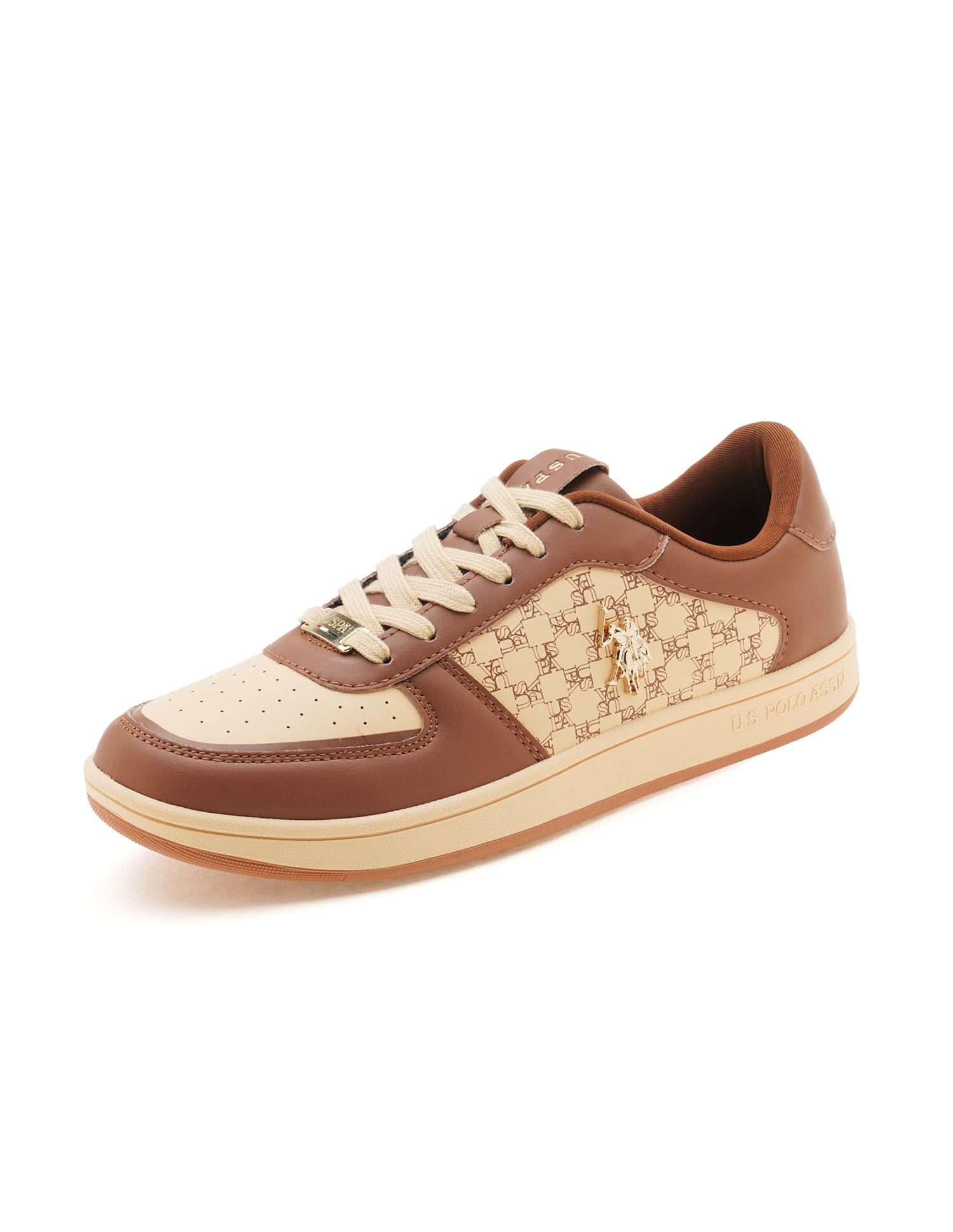 Women Brand Print Ryna Sneakers Brown - U.S. Polo Assn. India | Large