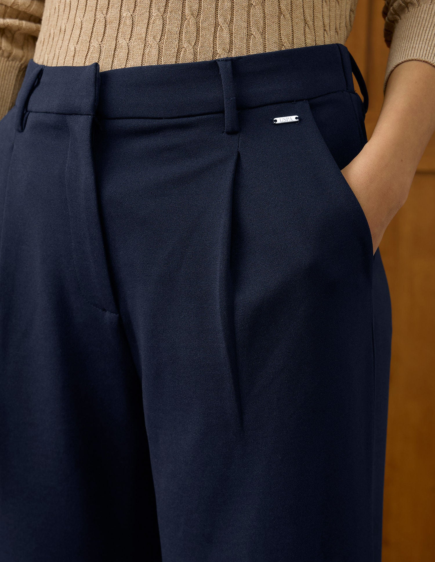 High Rise Wide Leg Trousers Blue - U.S. POLO ASSN. | Large