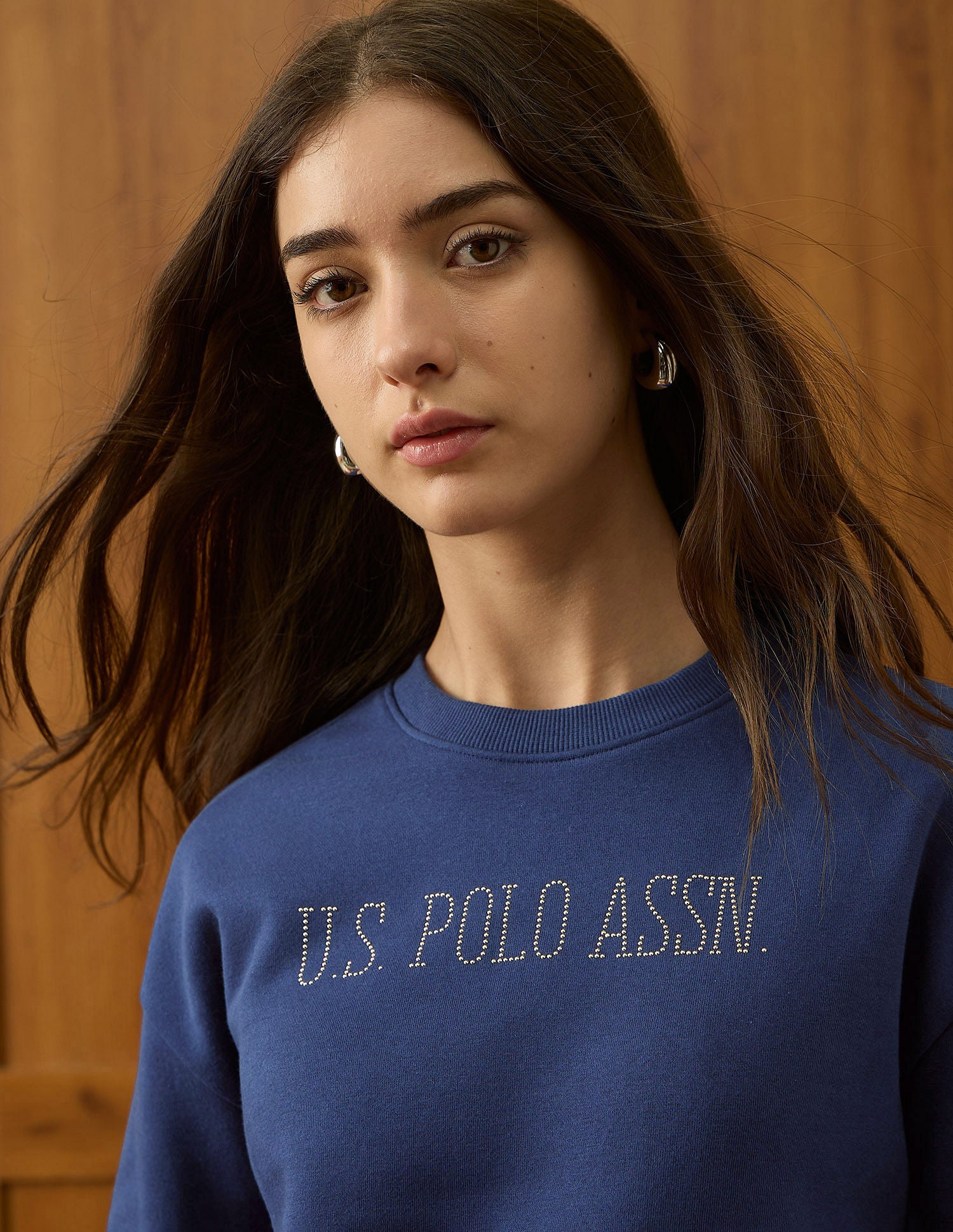 Brand Embellished Drop Shoulder Sweatshirt Navy - U.S. POLO ASSN. | Large