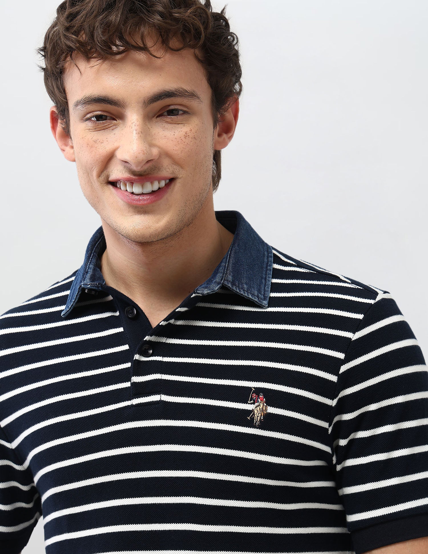 Horizontal Striped Motel On The Coast Polo Shirt Navy - U.S. Polo Assn. India | Large