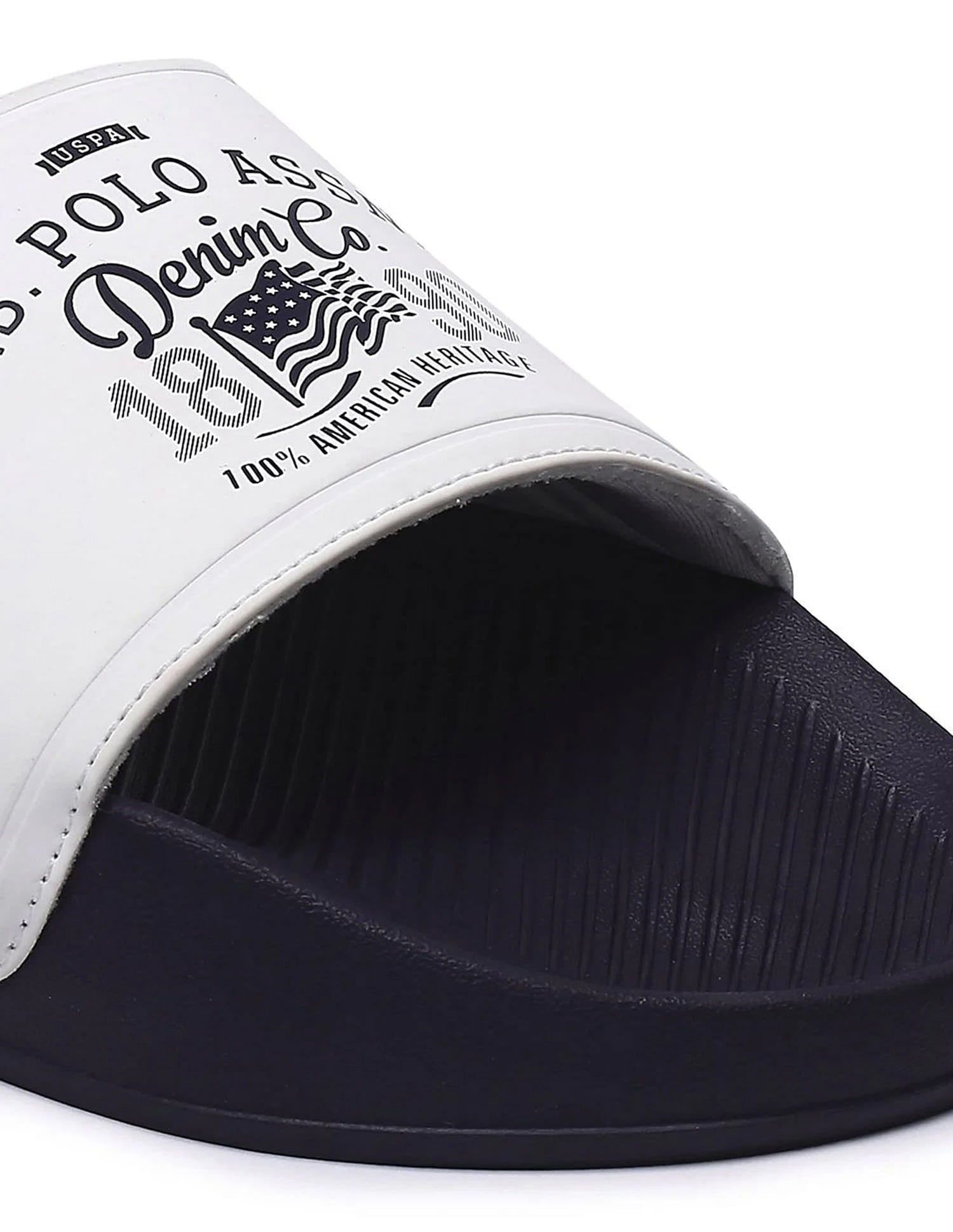 Men Brand Print Open Toe Toplin 5.0 Slides White - U.S. Polo Assn. India | Large