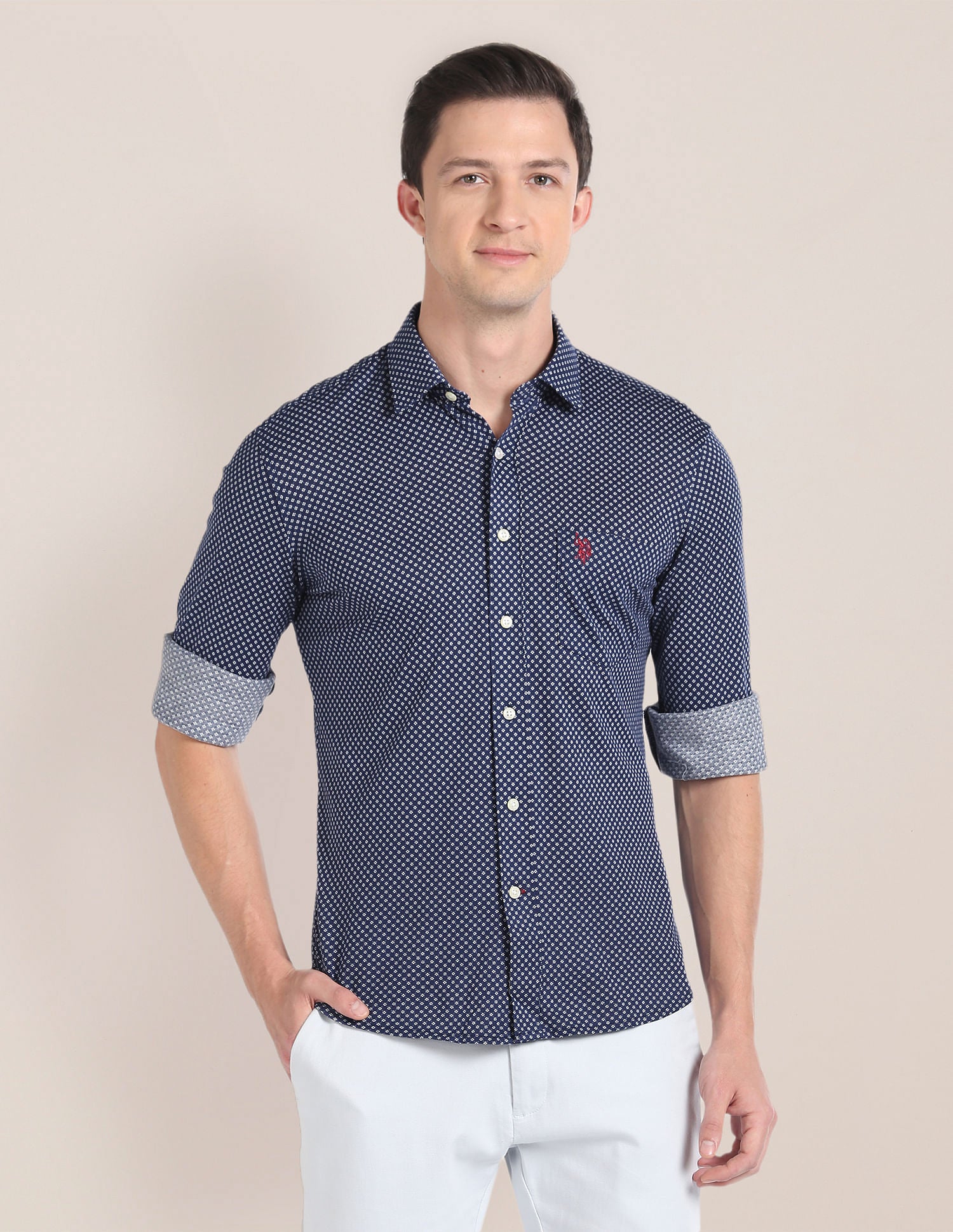 Geometric Print Casual Shirt Navy - U.S. POLO ASSN. | Large