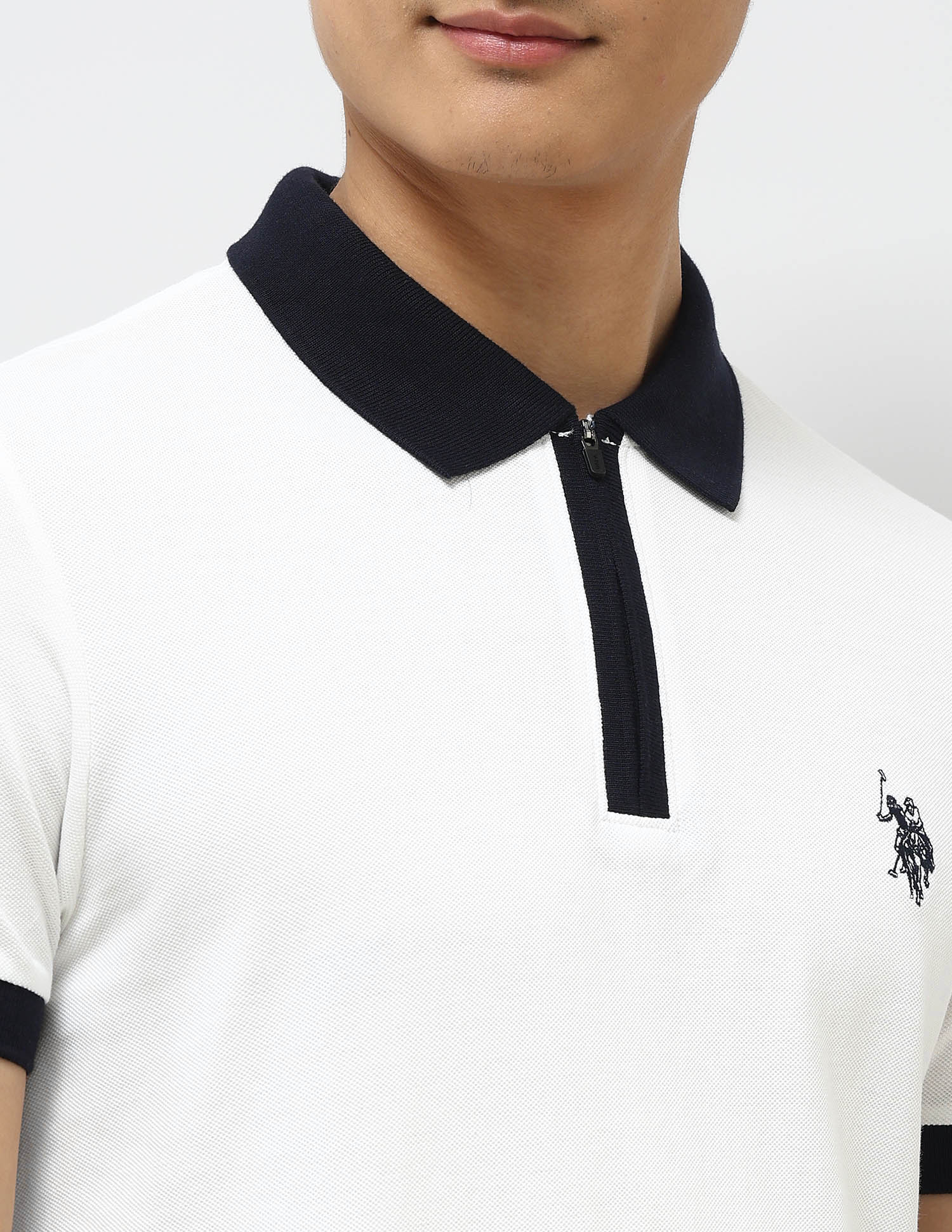 Pure Cotton Muscle Fit Polo Shirt Ivory - U.S. Polo Assn. India | Large