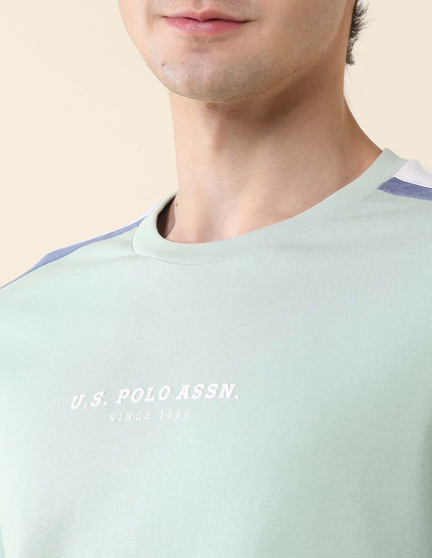 Contrast Tapped Slim Fit T-Shirt Light Green - U.S. POLO ASSN. | Large