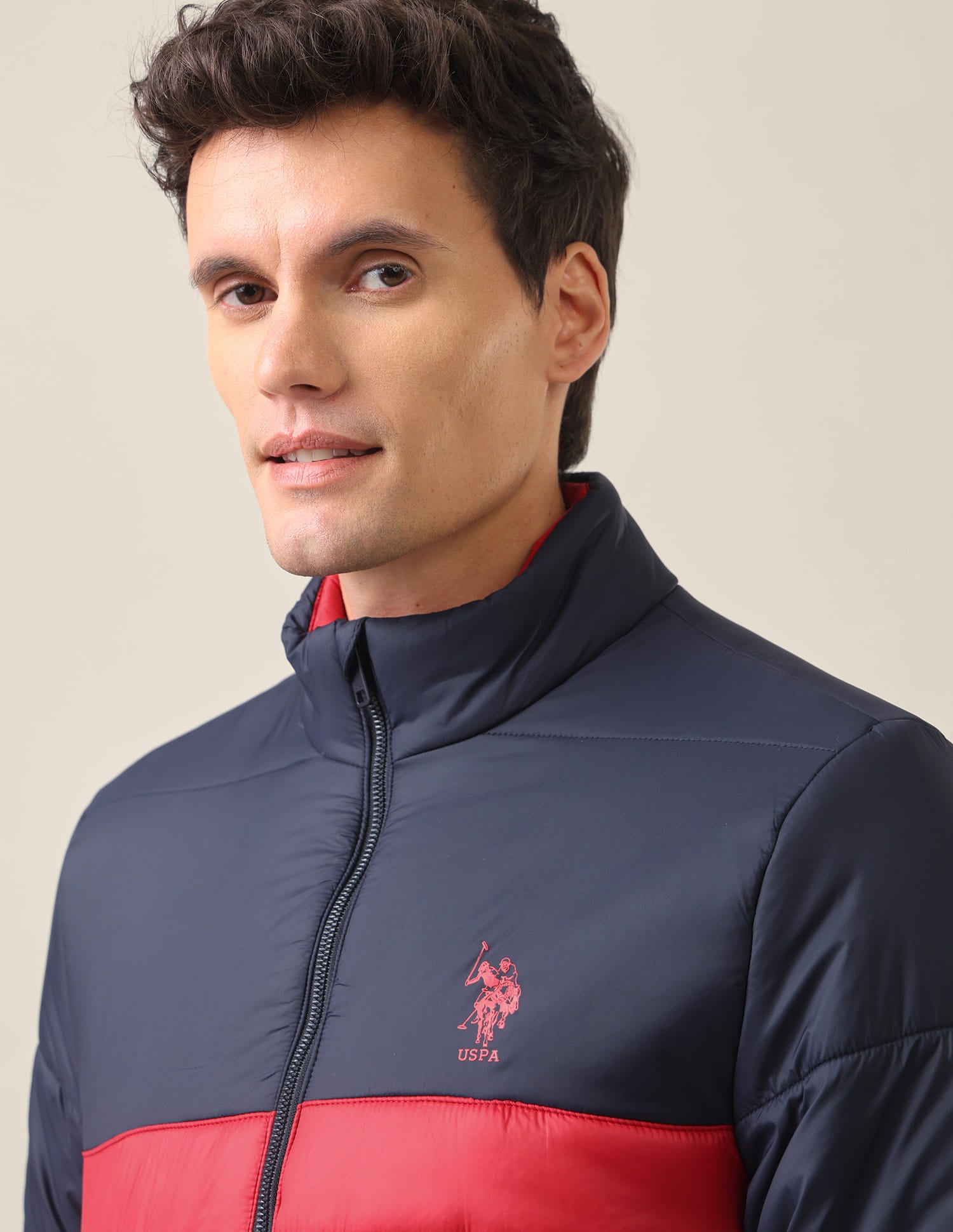 High Neck Colour Block Jacket Navy - U.S. Polo Assn. India | Large