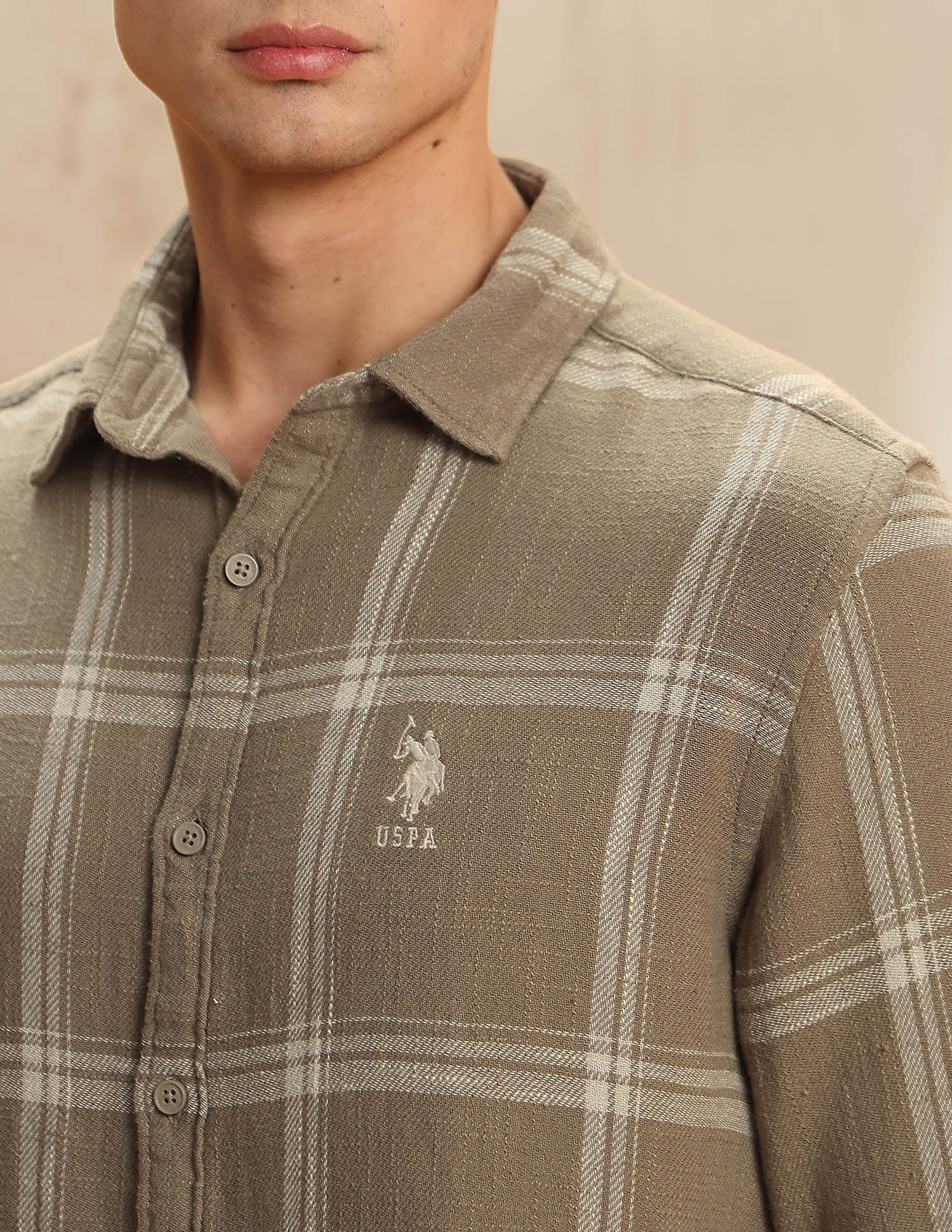 Twill Legend Of Horseshoe Shirt Khaki - U.S. POLO ASSN. | Large