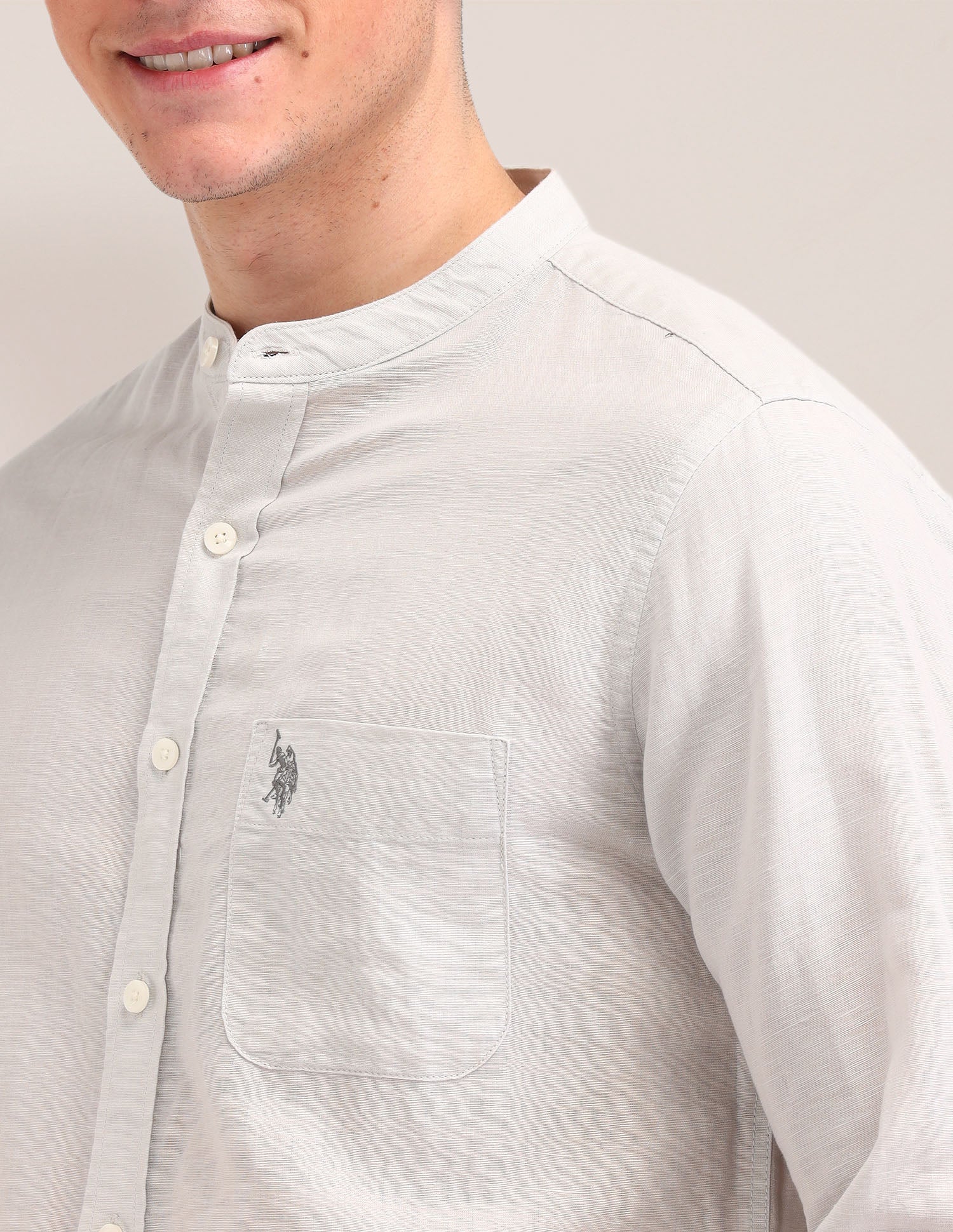 Tailored Fit Twill Shirt Ecru - U.S. Polo Assn. India | Large