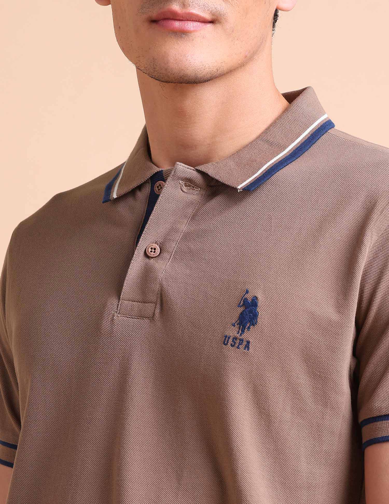 Pure Cotton Slim Fit Polo Shirt Brown - U.S. POLO ASSN. | Large