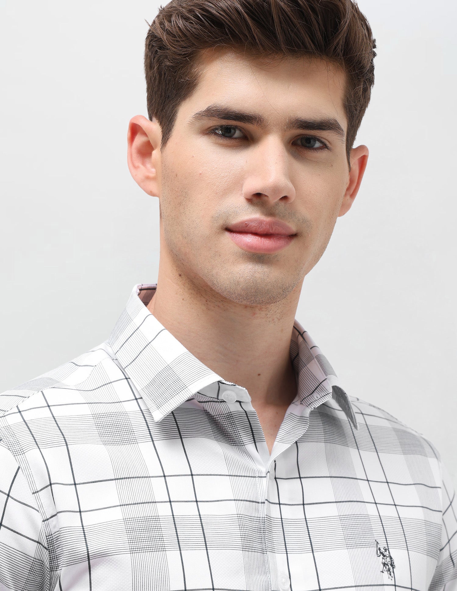 Satin Grid Tattersall Checked Shirt Teal - U.S. Polo Assn. India | Large