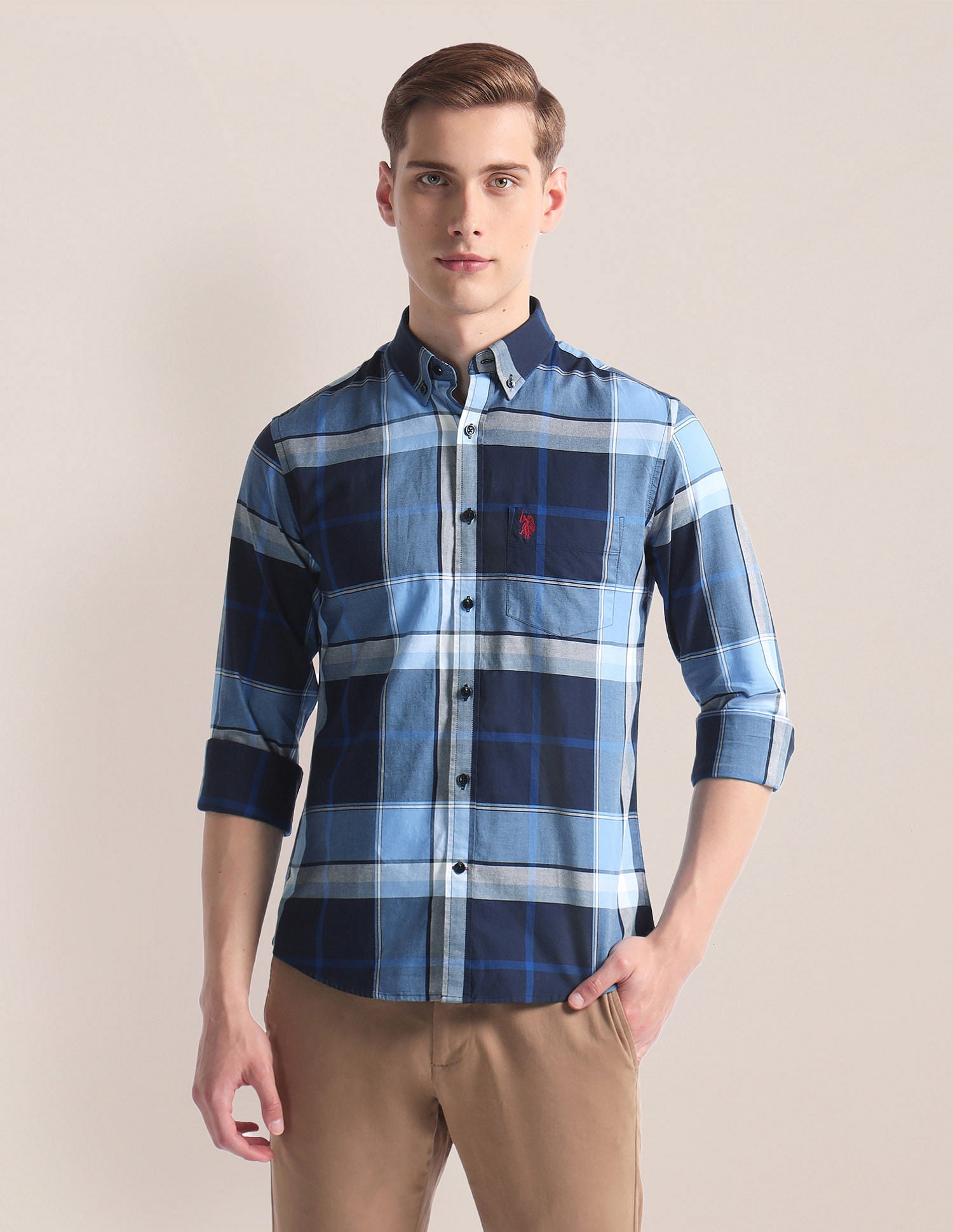 Plaid Check Oxford Shirt Navy - U.S. Polo Assn. India | Large
