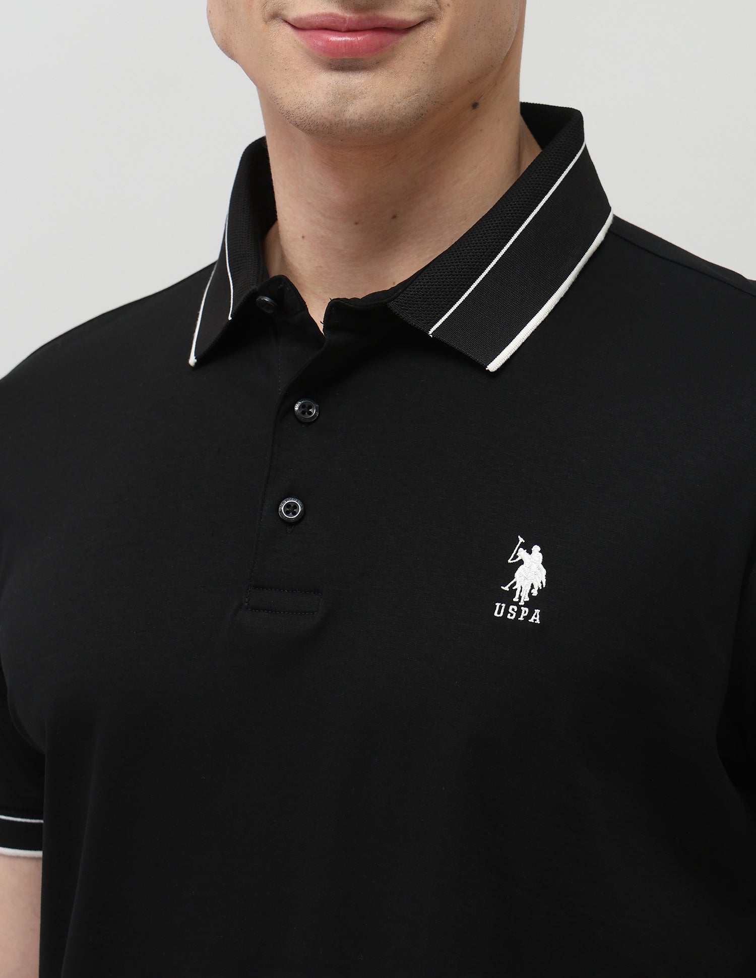 Regular Fit Pure Cotton Polo Shirt Black - U.S. POLO ASSN. | Large