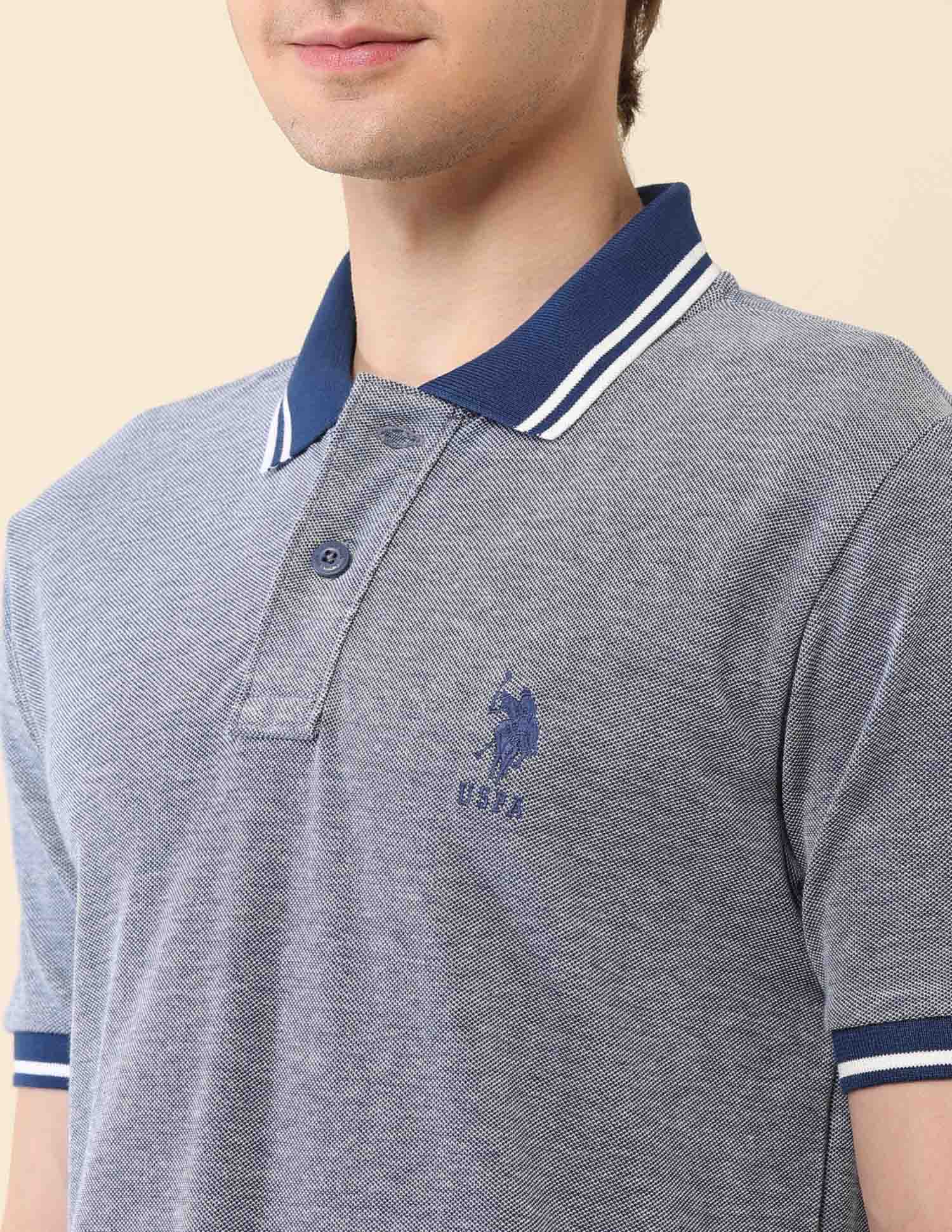 Heathered Classic Polo Shirt Blue - U.S. Polo Assn. India | Large
