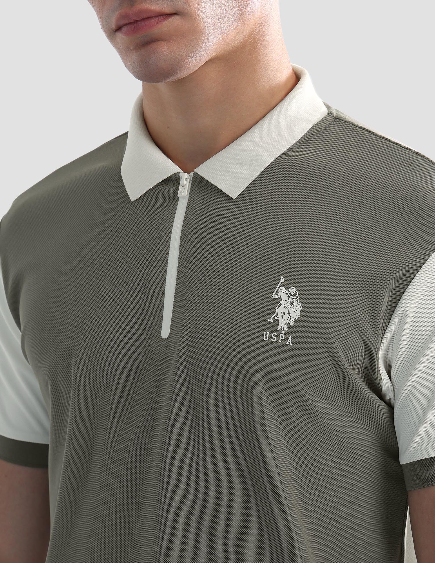 Solid Slim Fit Active Polo Shirt Light Olive - U.S. POLO ASSN. | Large