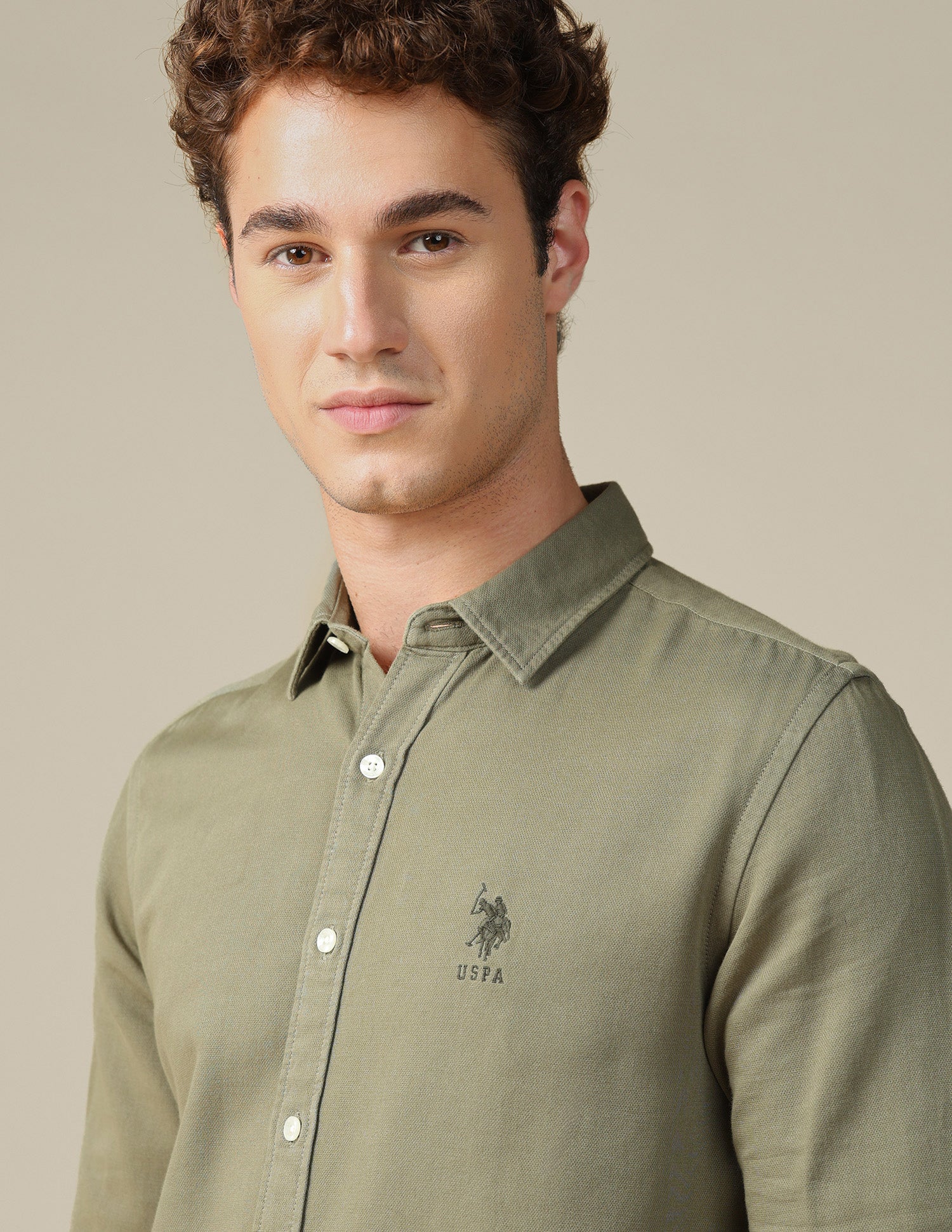 Solid Regular Fit Shirt Light Green - U.S. Polo Assn. India | Large