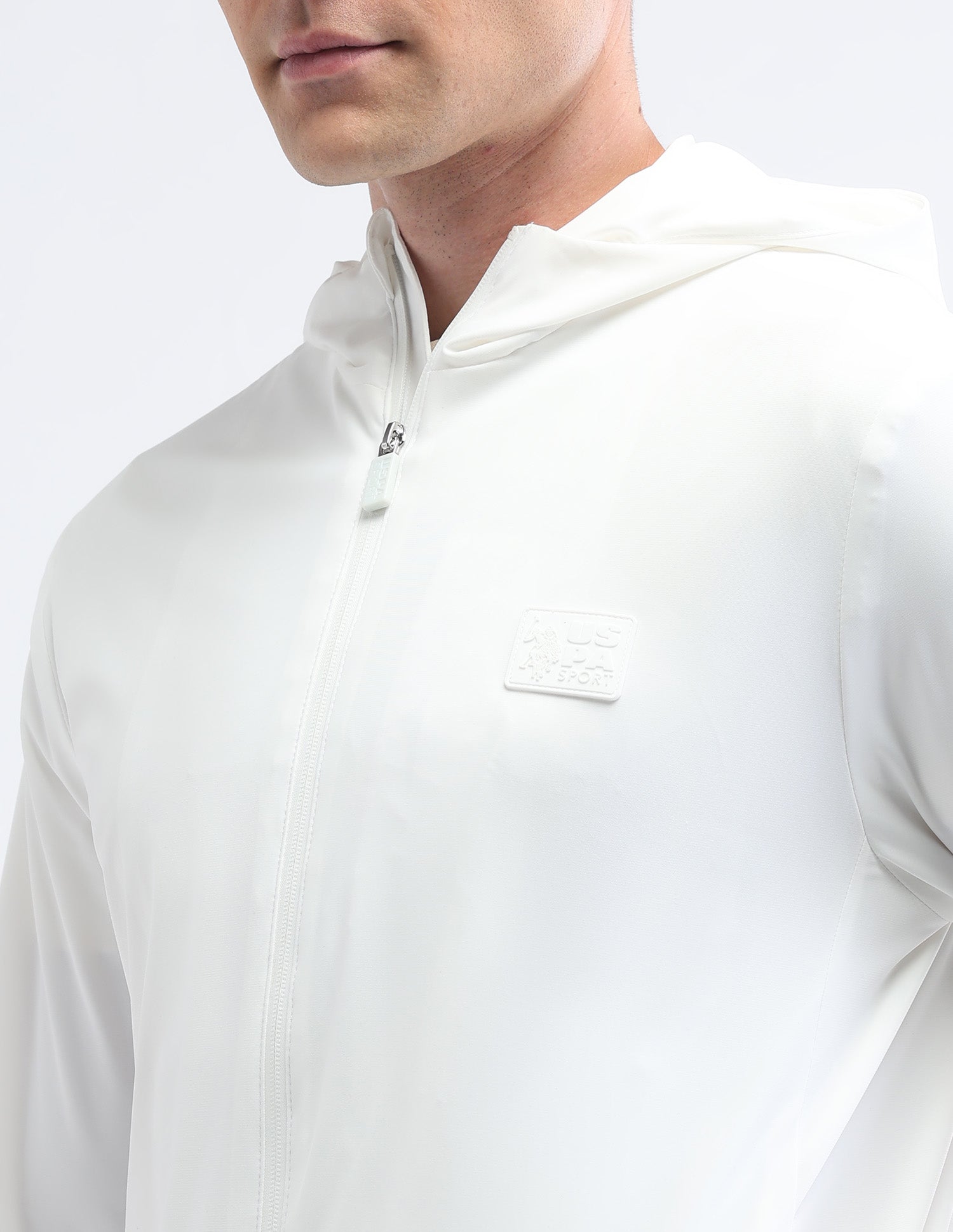 Solid Regular Fit Sport Jacket White - U.S. Polo Assn. India | Large