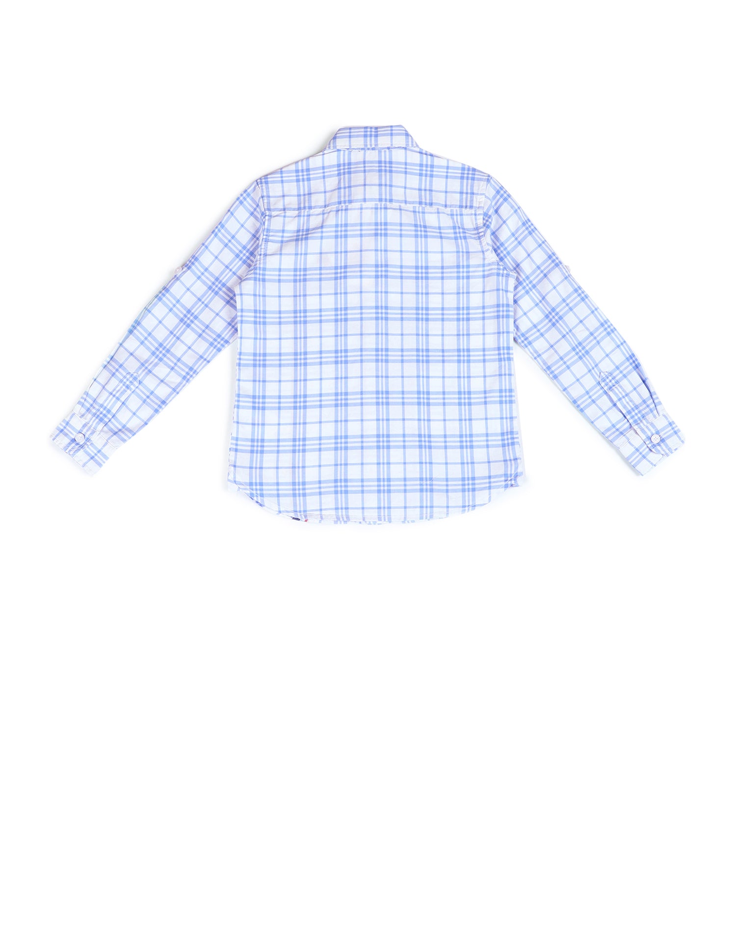 Boys Grid Tattersall Checked Regular Fit Shirt Light Blue - U.S. Polo Assn. India | Large