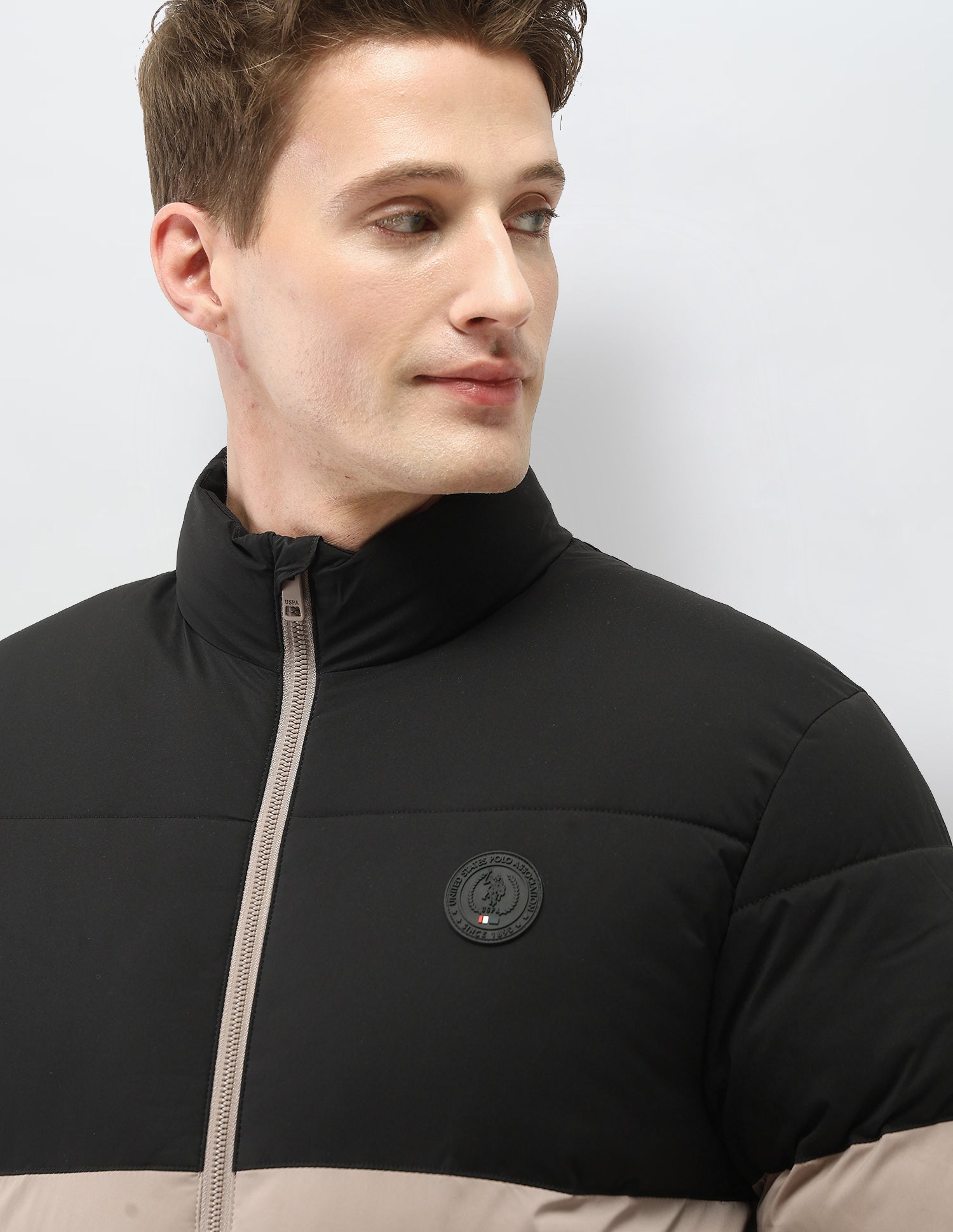 Colour Blocked Regular Fit Puffer Jacket Choco - U.S. Polo Assn. India | Large