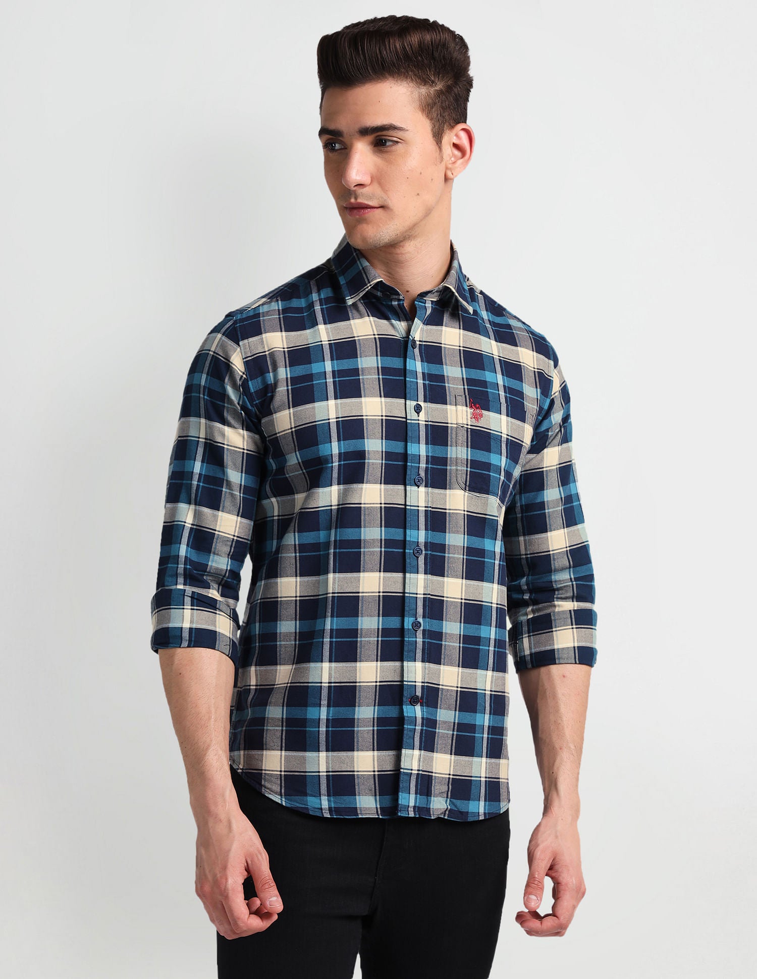 Plaid Check Oxford Shirt Navy - U.S. POLO ASSN. | Large