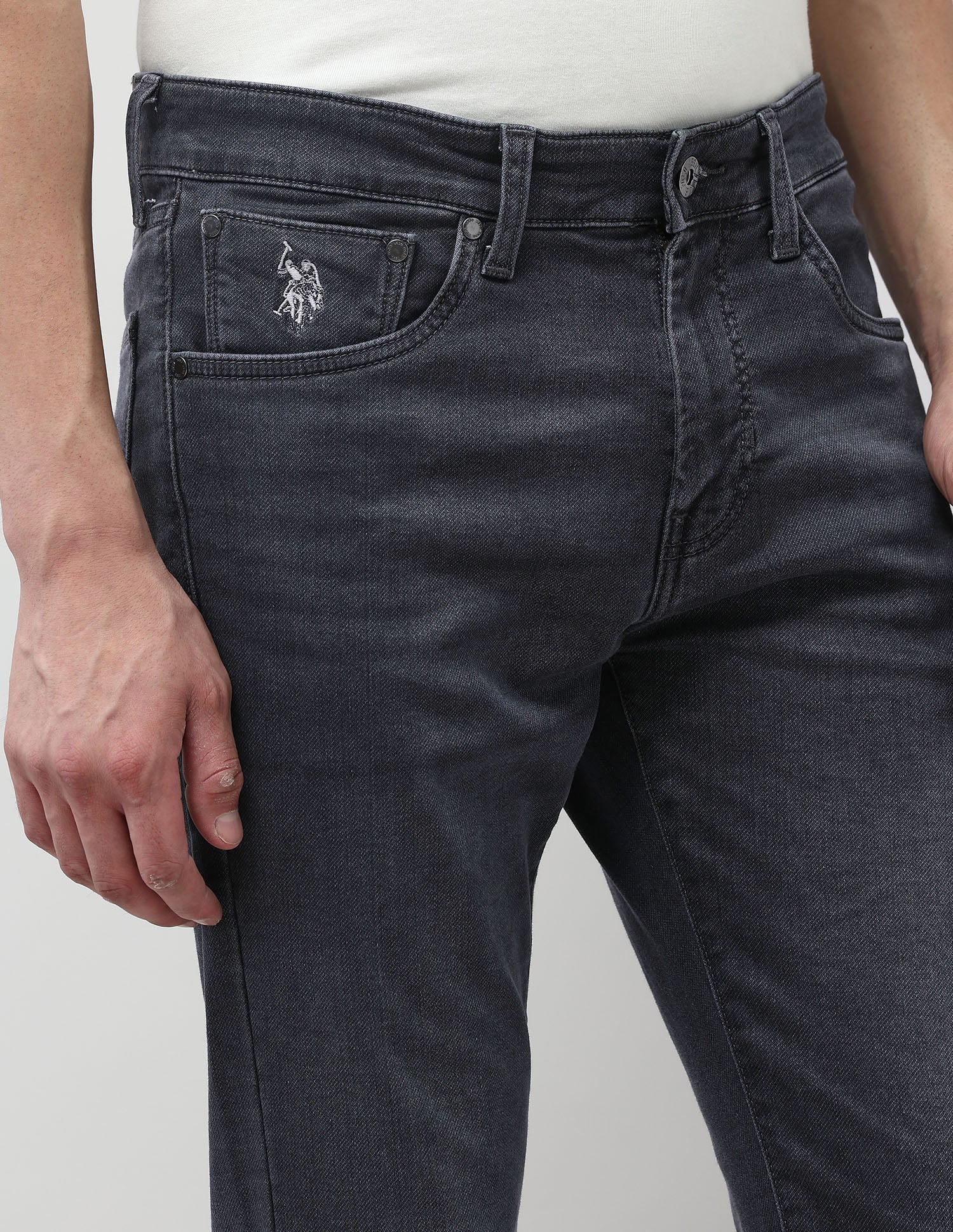 Regallo Skinny Fit Black Jeans Black - U.S. POLO ASSN. | Large