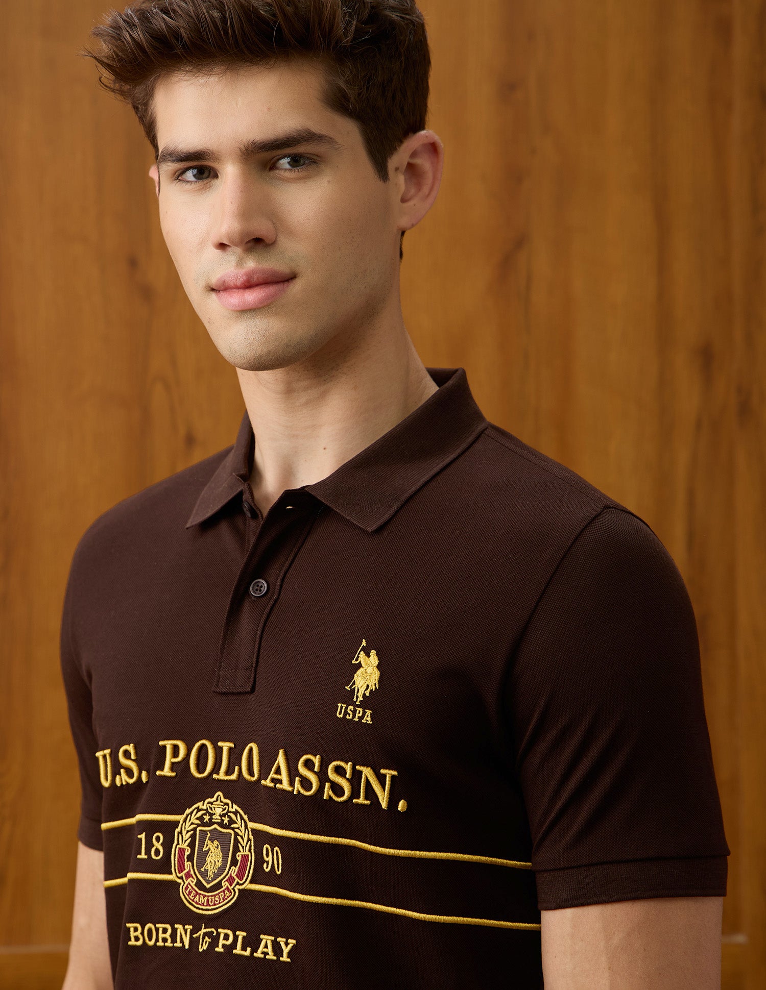 Brand Embroidered Slim Fit Polo Shirt Dark Brown - U.S. Polo Assn. India | Large
