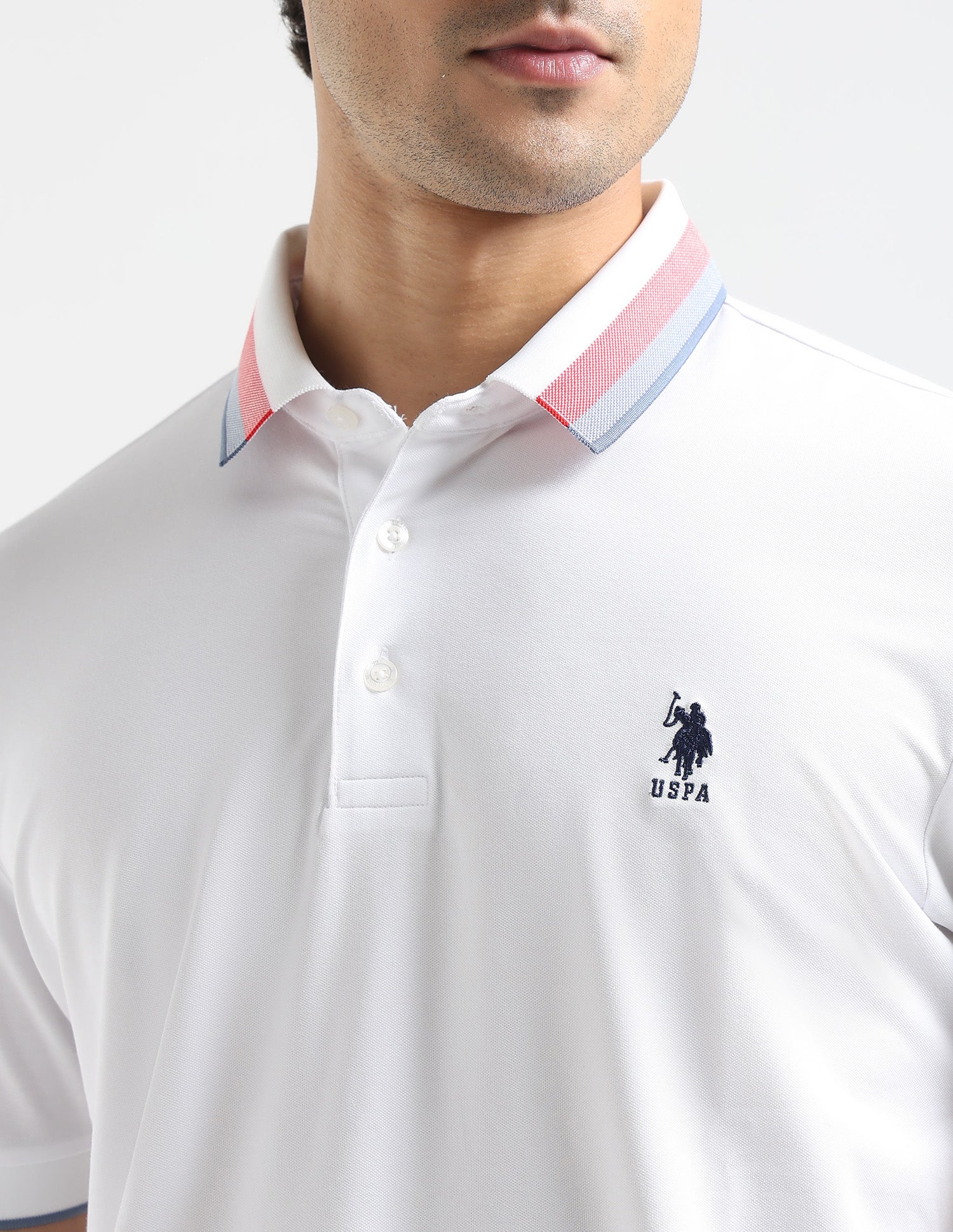 Solid Slim Fit Polo Shirt White - U.S. Polo Assn. India | Large