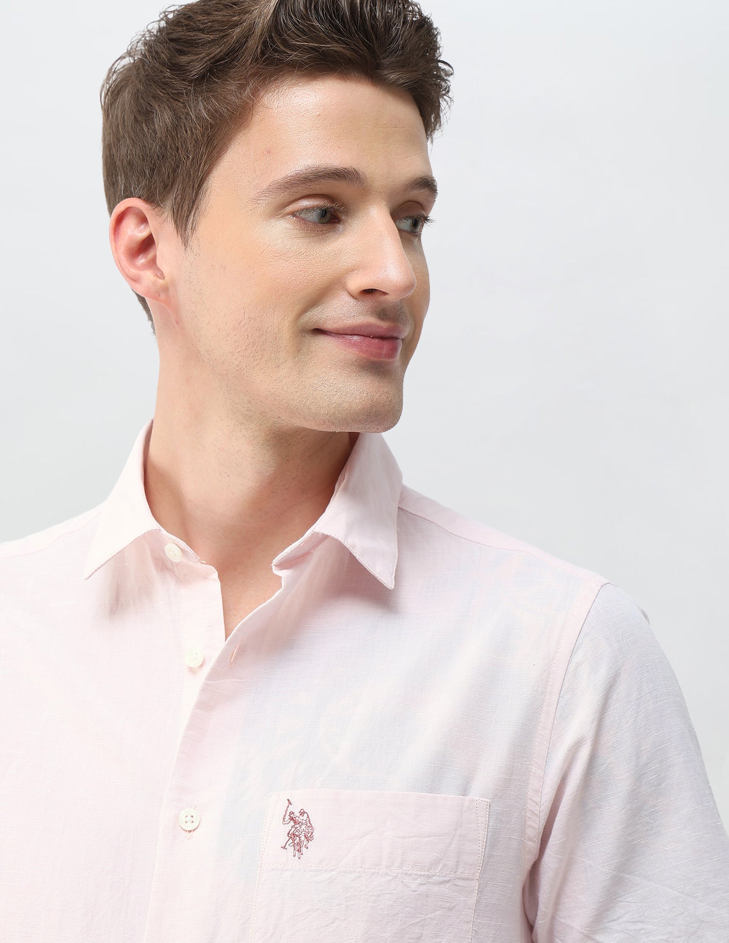 Solid Regular Fit Shirt Pink - U.S. Polo Assn. India | Large