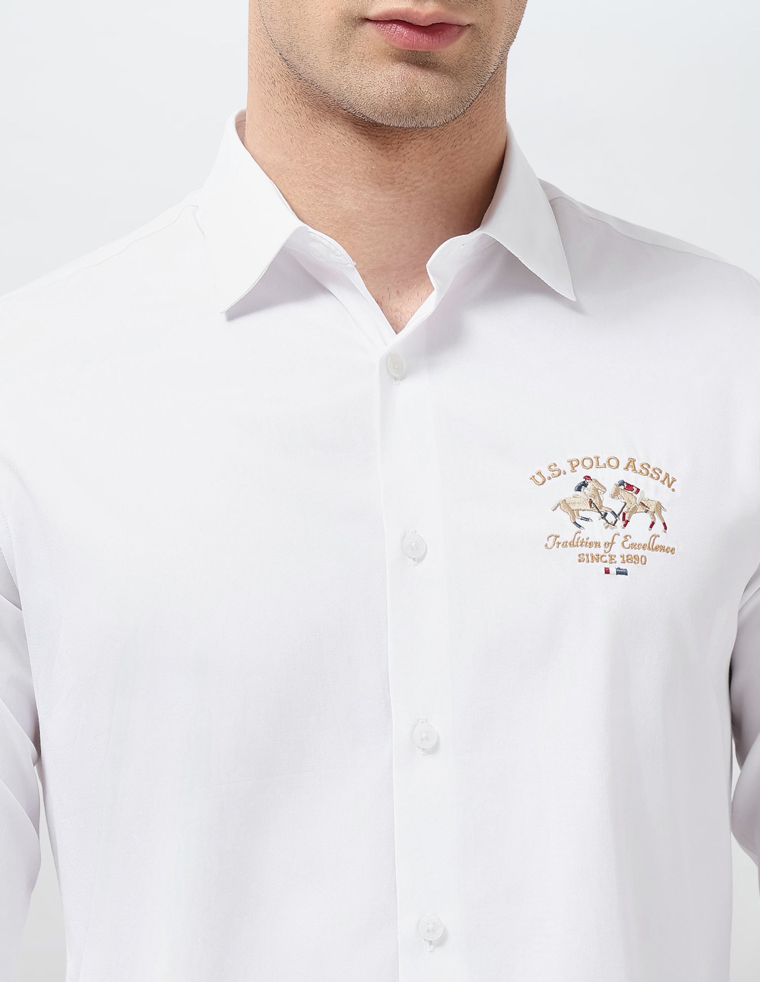 Tailored Fit Solid Shirt White - U.S. POLO ASSN. | Large