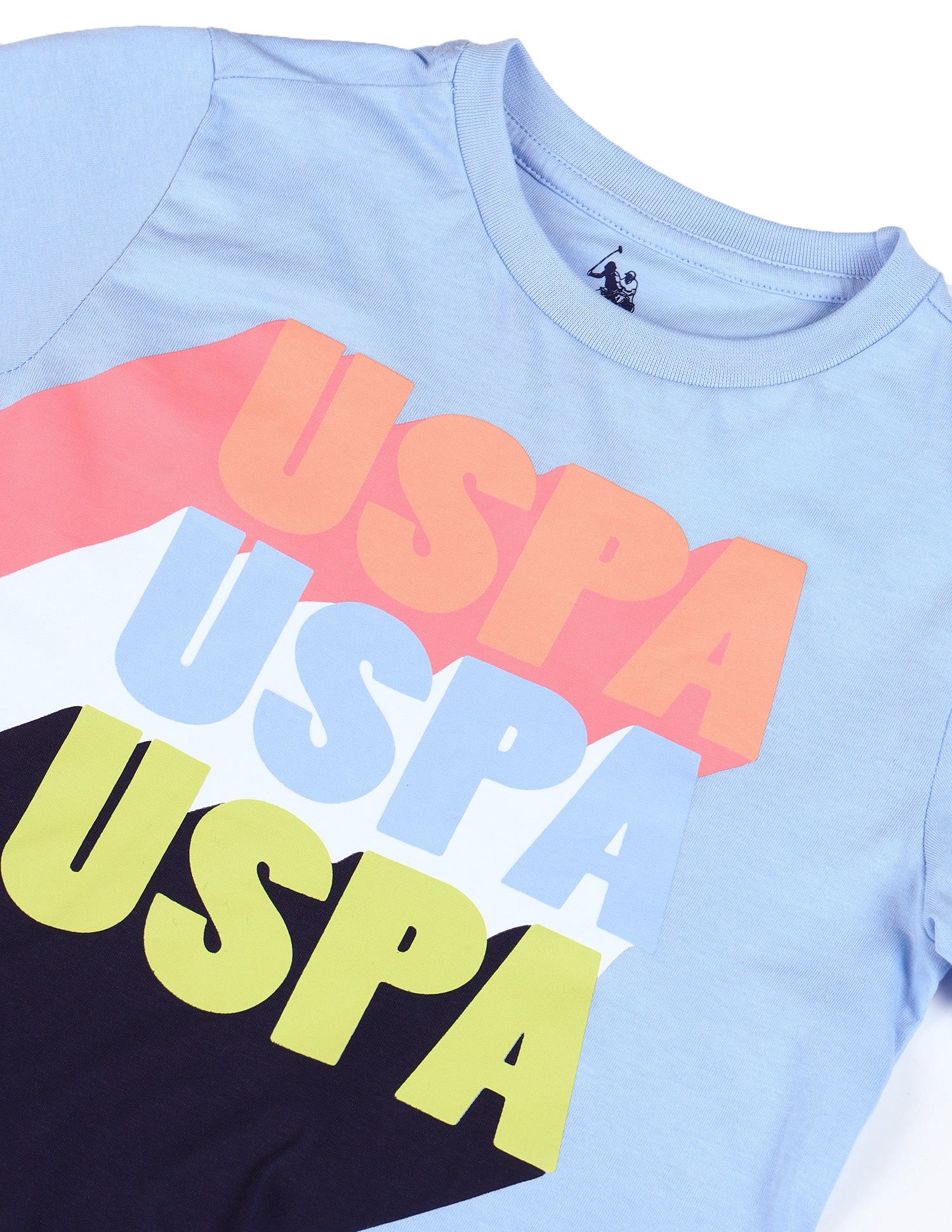 Boys Brand Printed Regular Fit T-Shirt Light Blue - U.S. POLO ASSN. | Large