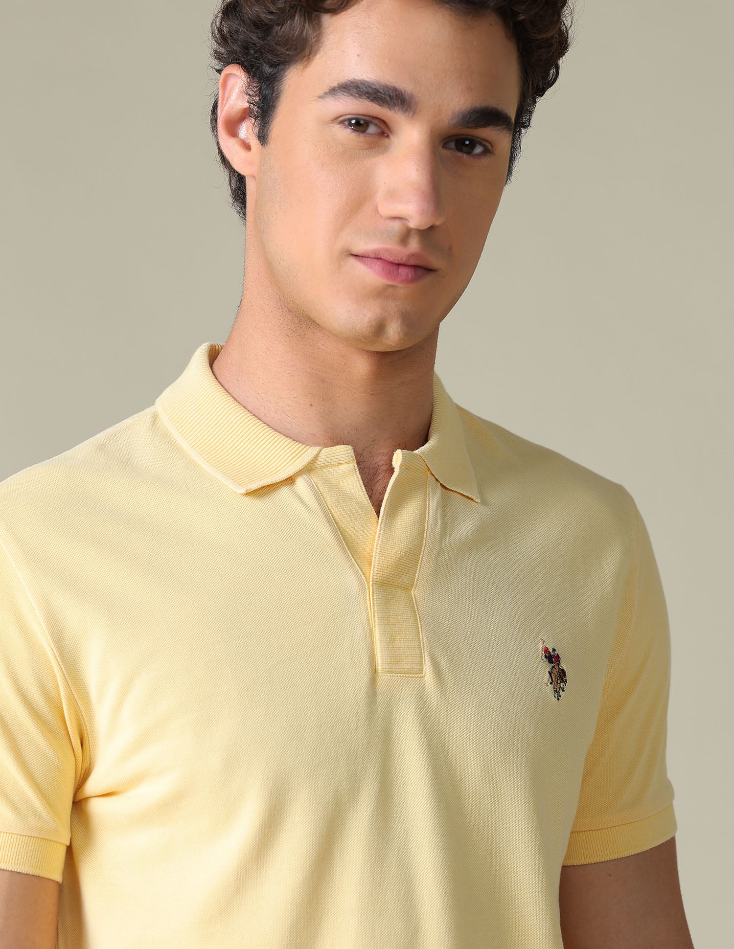 Solid Regular Fit Polo Shirt Light Yellow - U.S. Polo Assn. India | Large