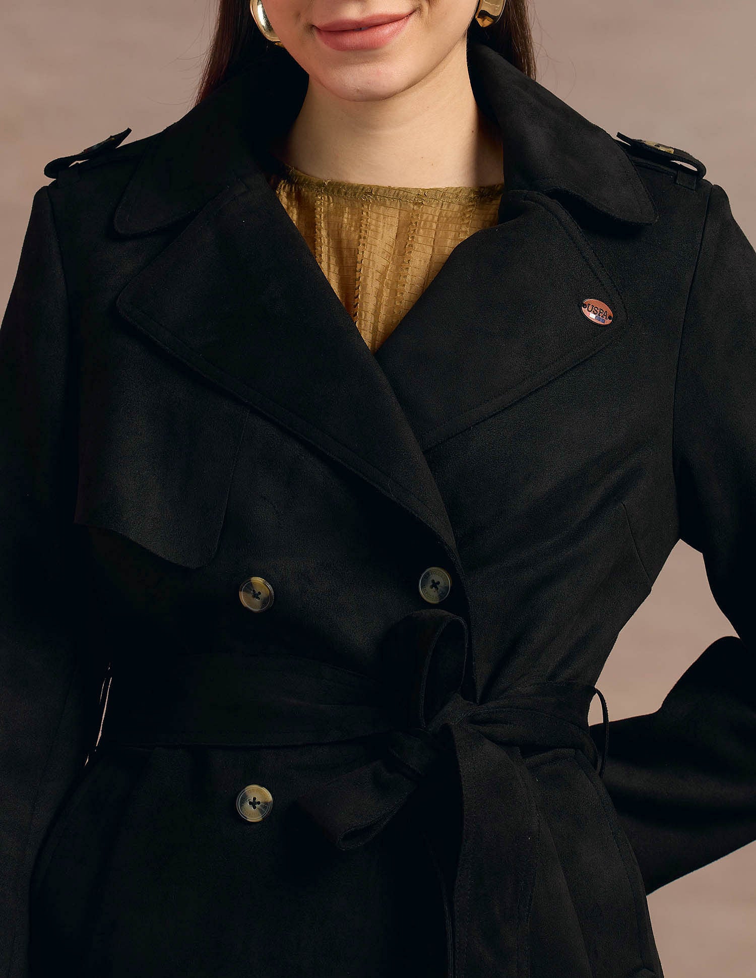 Longline Lapel Collar Jacket Black - U.S. POLO ASSN. | Large