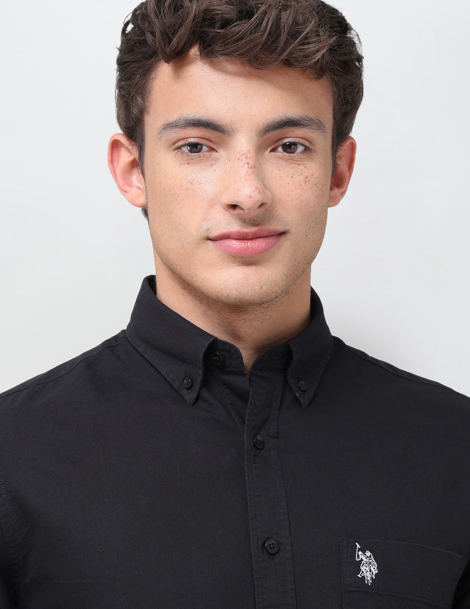 Tailored Fit Oxford Button Down Shirt Black - U.S. Polo Assn. India | Large