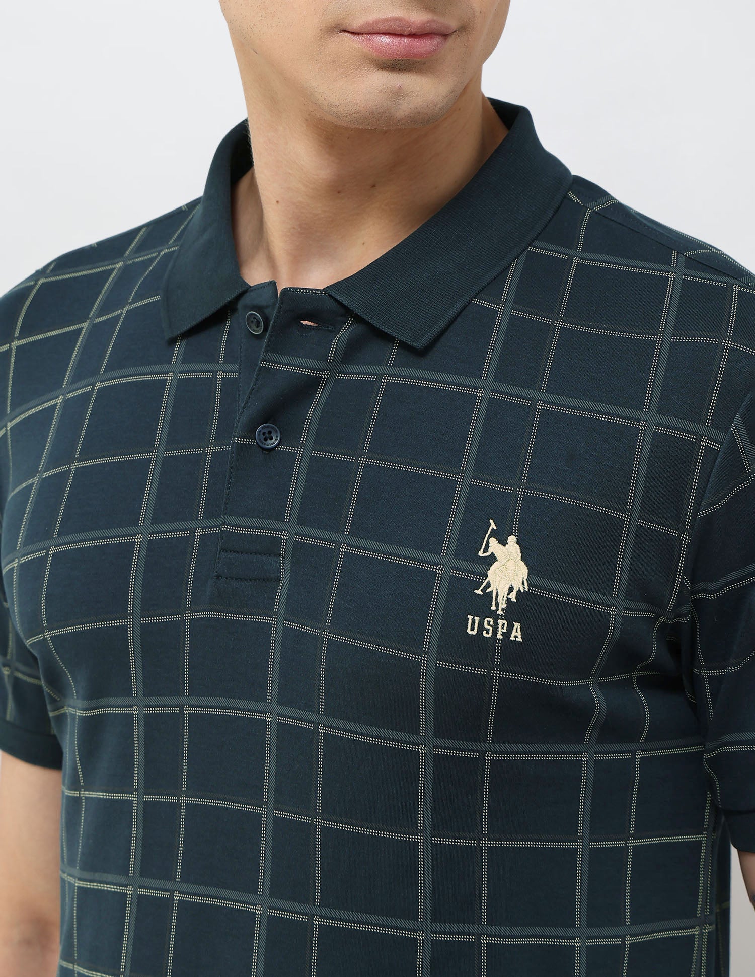 Checked Slim Fit Polo Shirt Navy - U.S. POLO ASSN. | Large