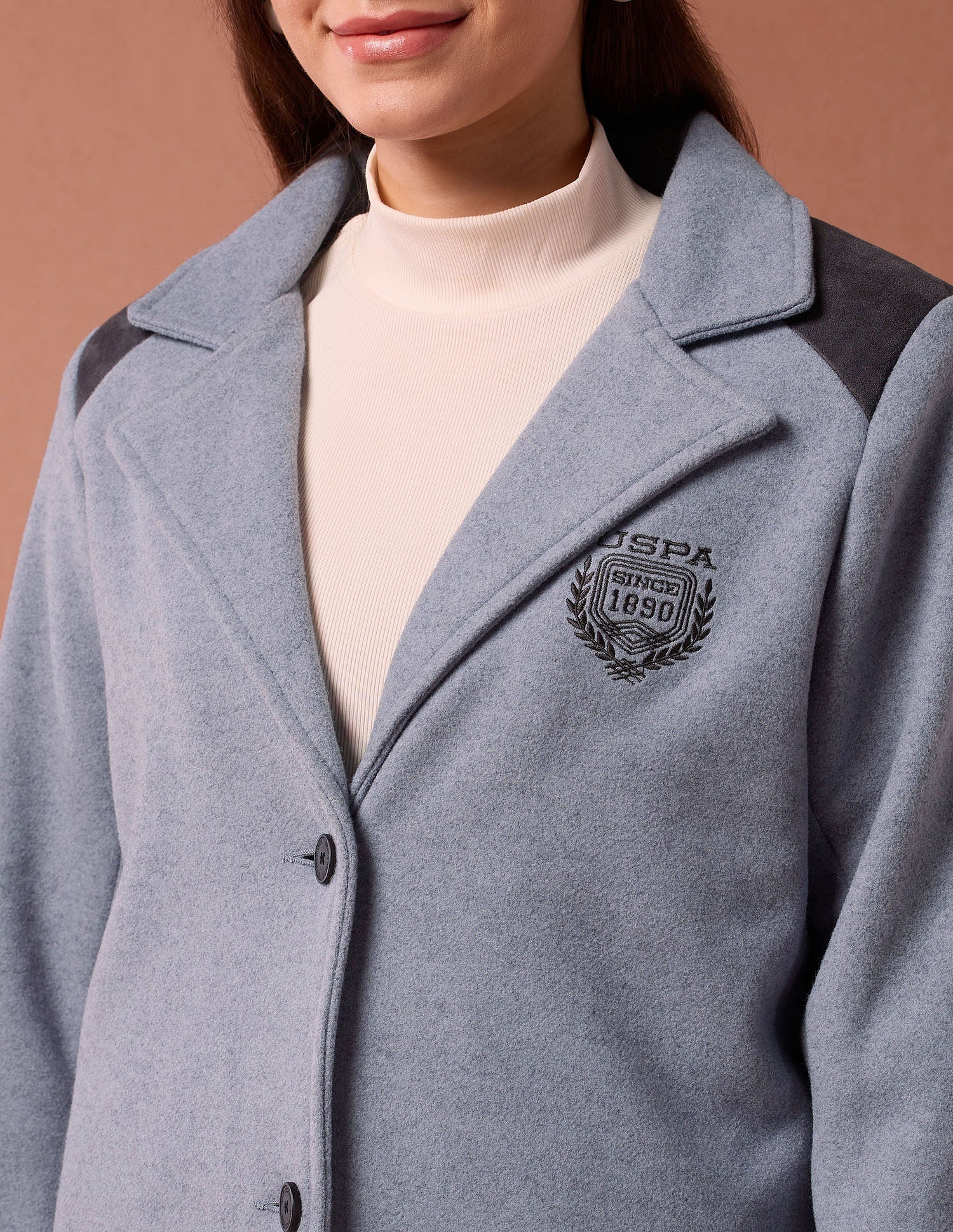 Longline Solid Felt Jacket Blue - U.S. POLO ASSN. | Large