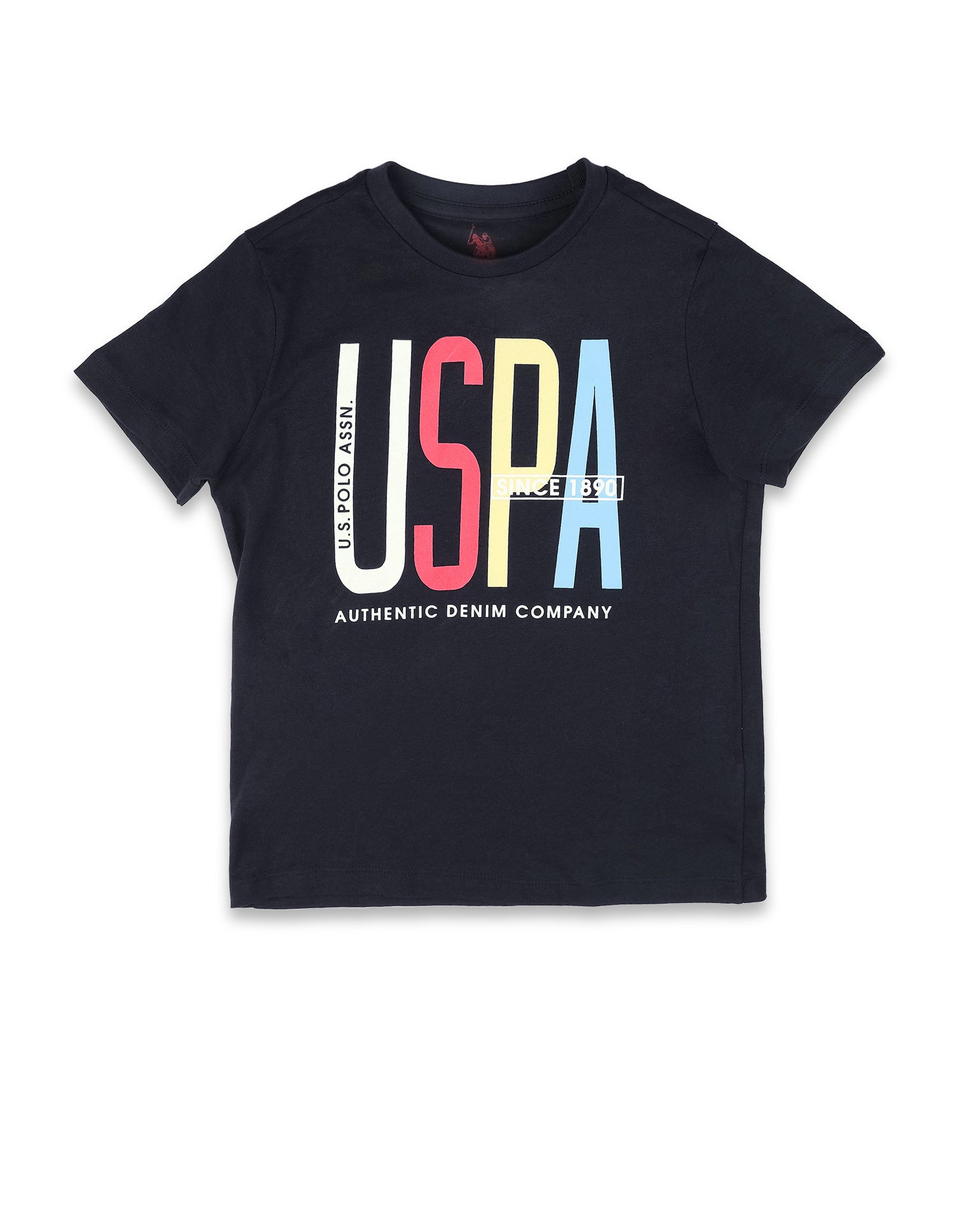Boys Brand Printed Pure Cotton T-Shirt Navy - U.S. POLO ASSN. | Large