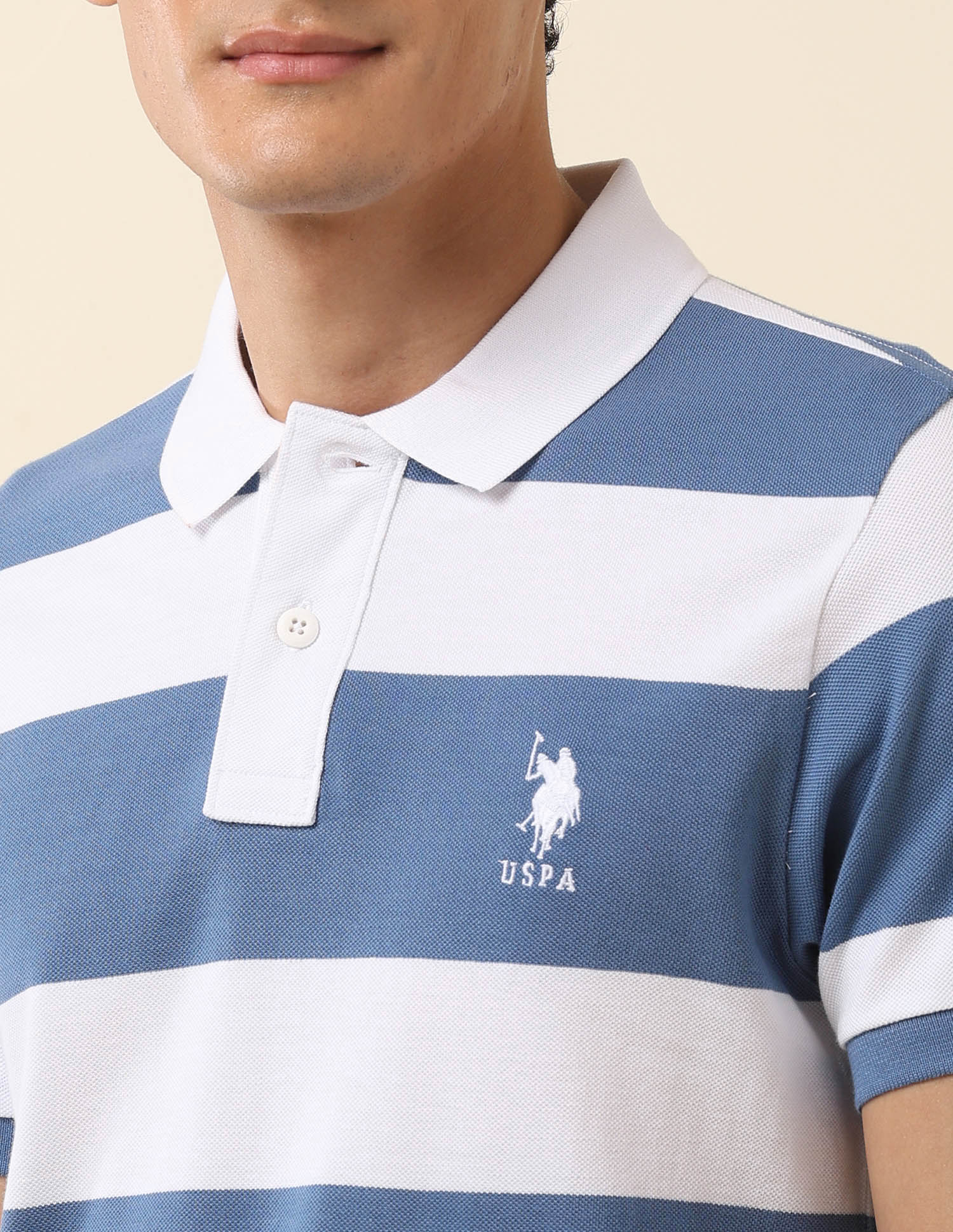 Horizontal Striped Classic Polo Shirt Dark Blue - U.S. Polo Assn. India | Large