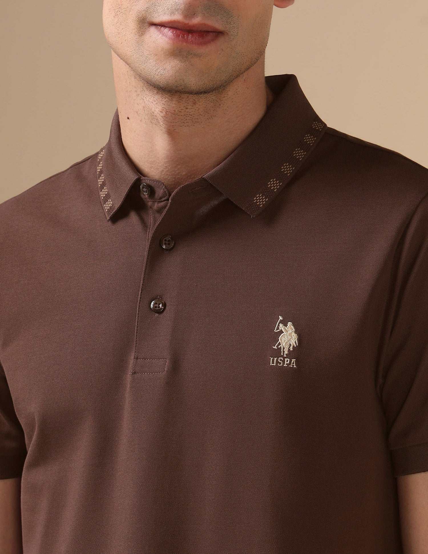 Solid Regular Fit Polo Shirt Dark Brown - U.S. POLO ASSN. | Large