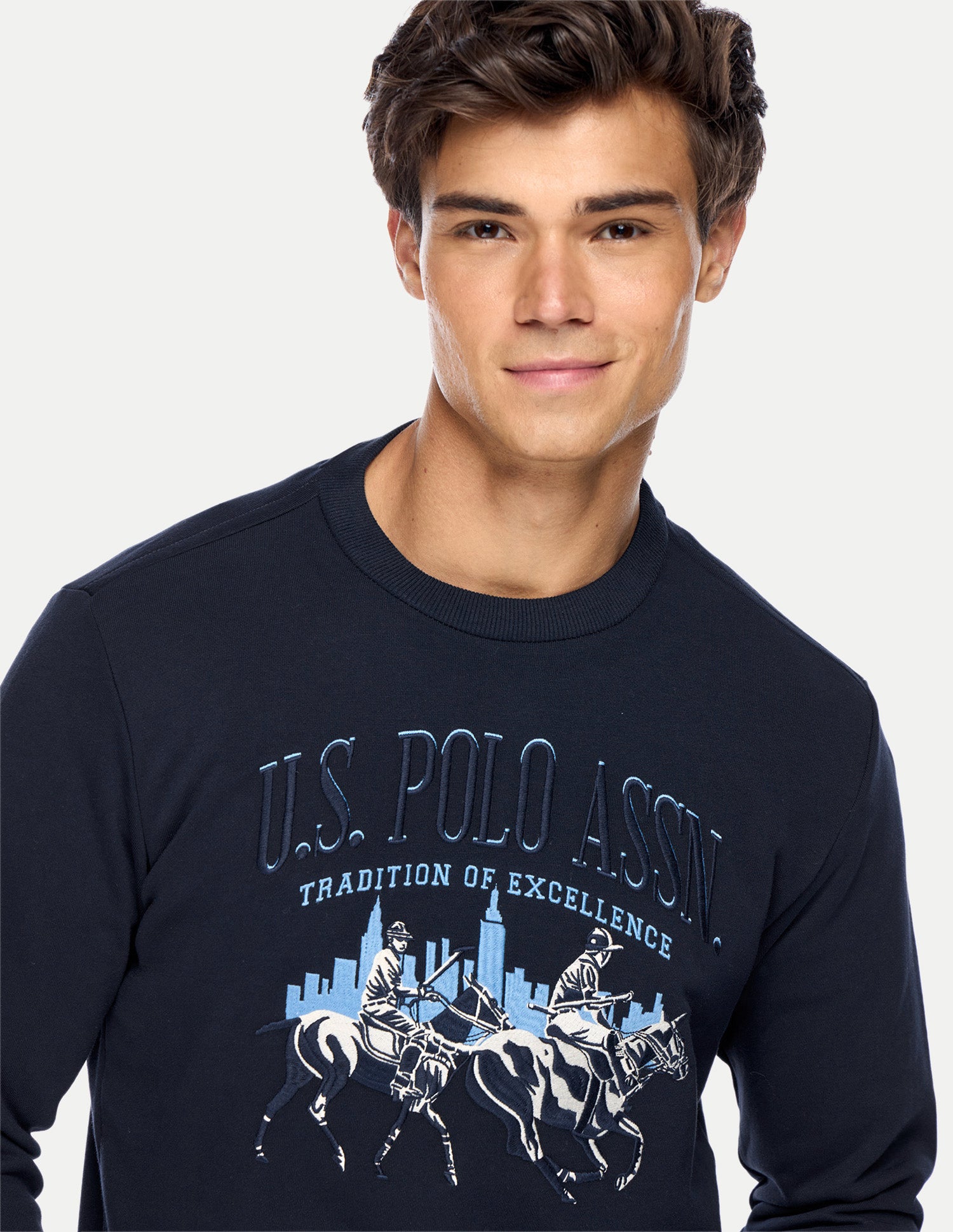Brand Embroidered Regular Fit Sweatshirt Dark Blue - U.S. Polo Assn. India | Large