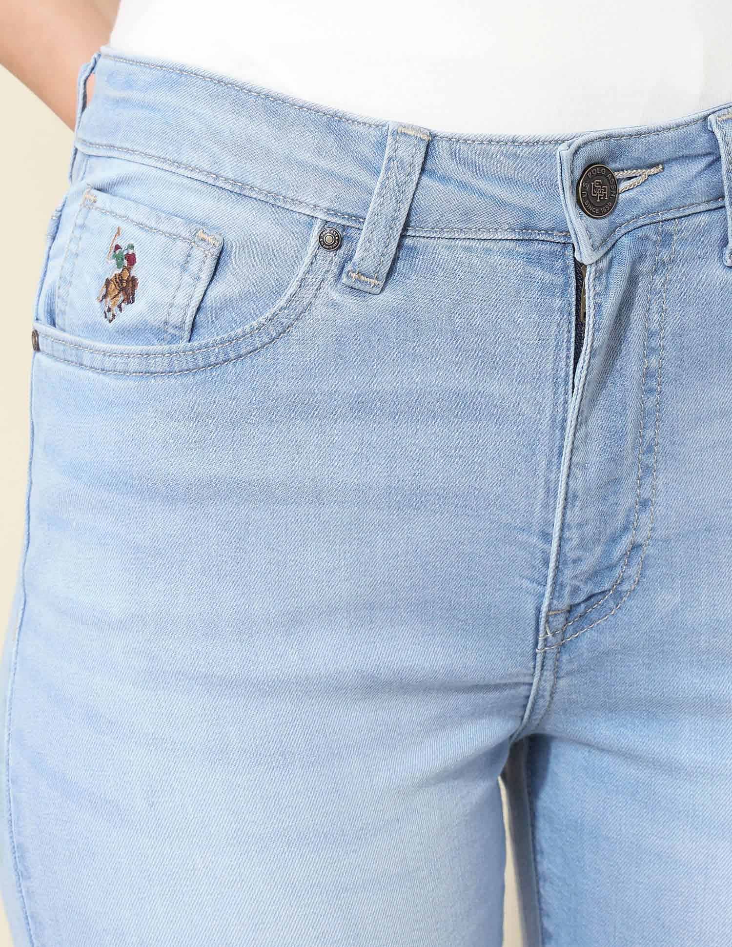 High Rise Straight Fit Cloud Soft Jeans Light Blue - U.S. Polo Assn. India | Large