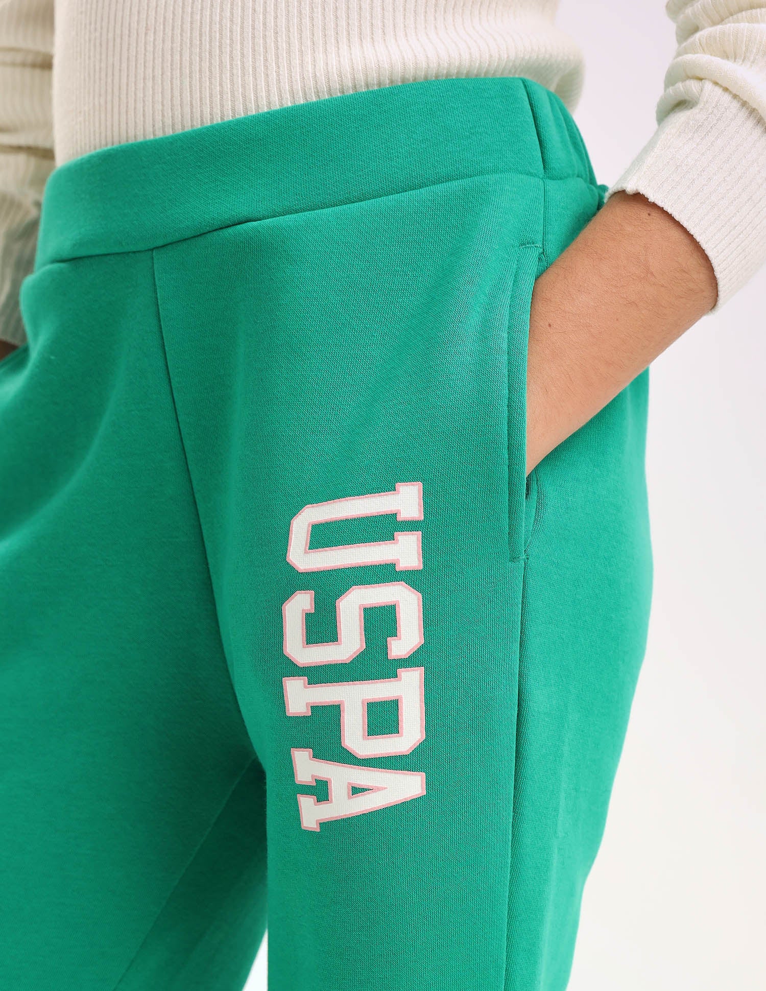 Girls Solid Regular Fit Flared Track Pants Green - U.S. POLO ASSN. | Large