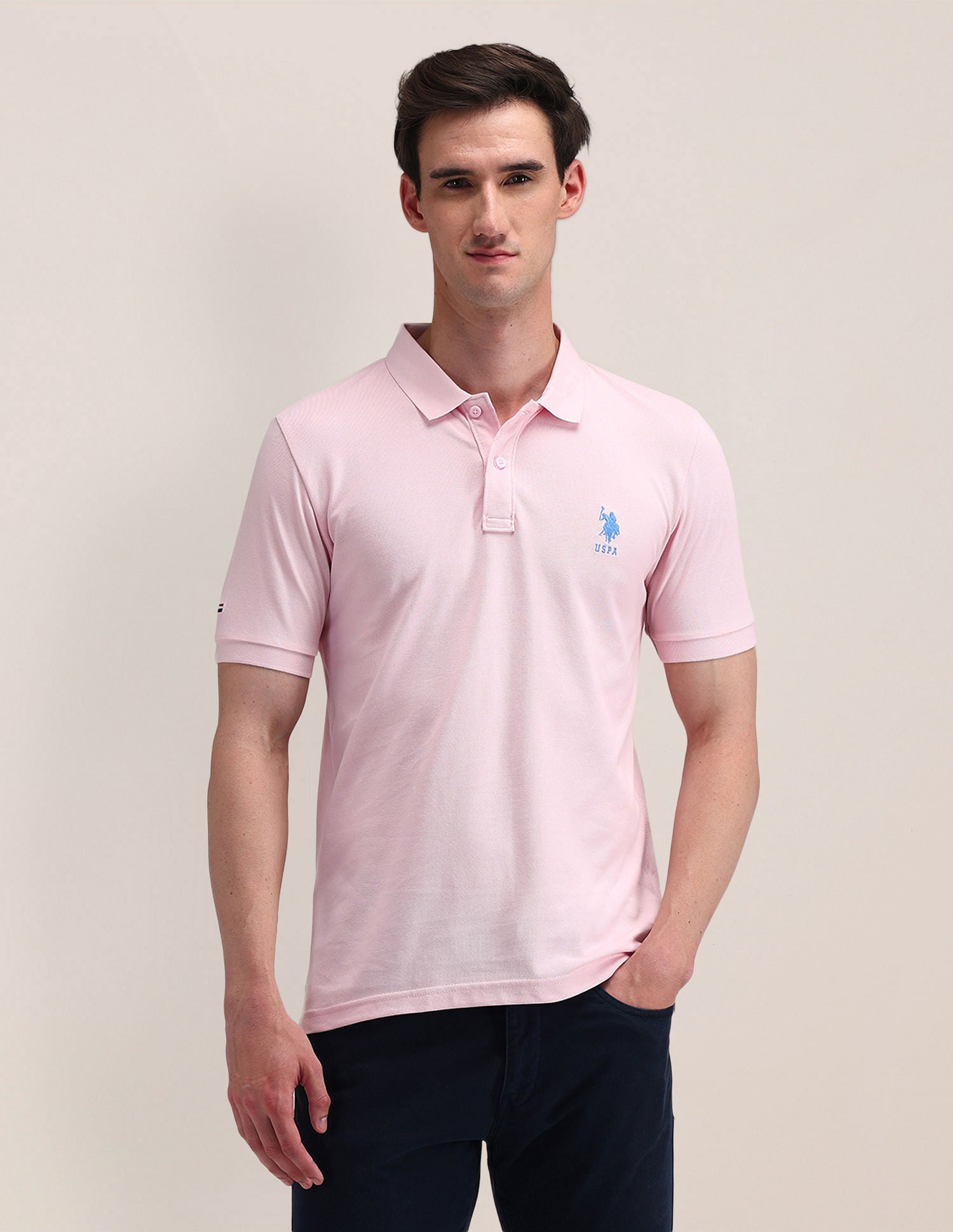 Solid Slim Fit Polo Shirt Light Pink - U.S. POLO ASSN. | Large