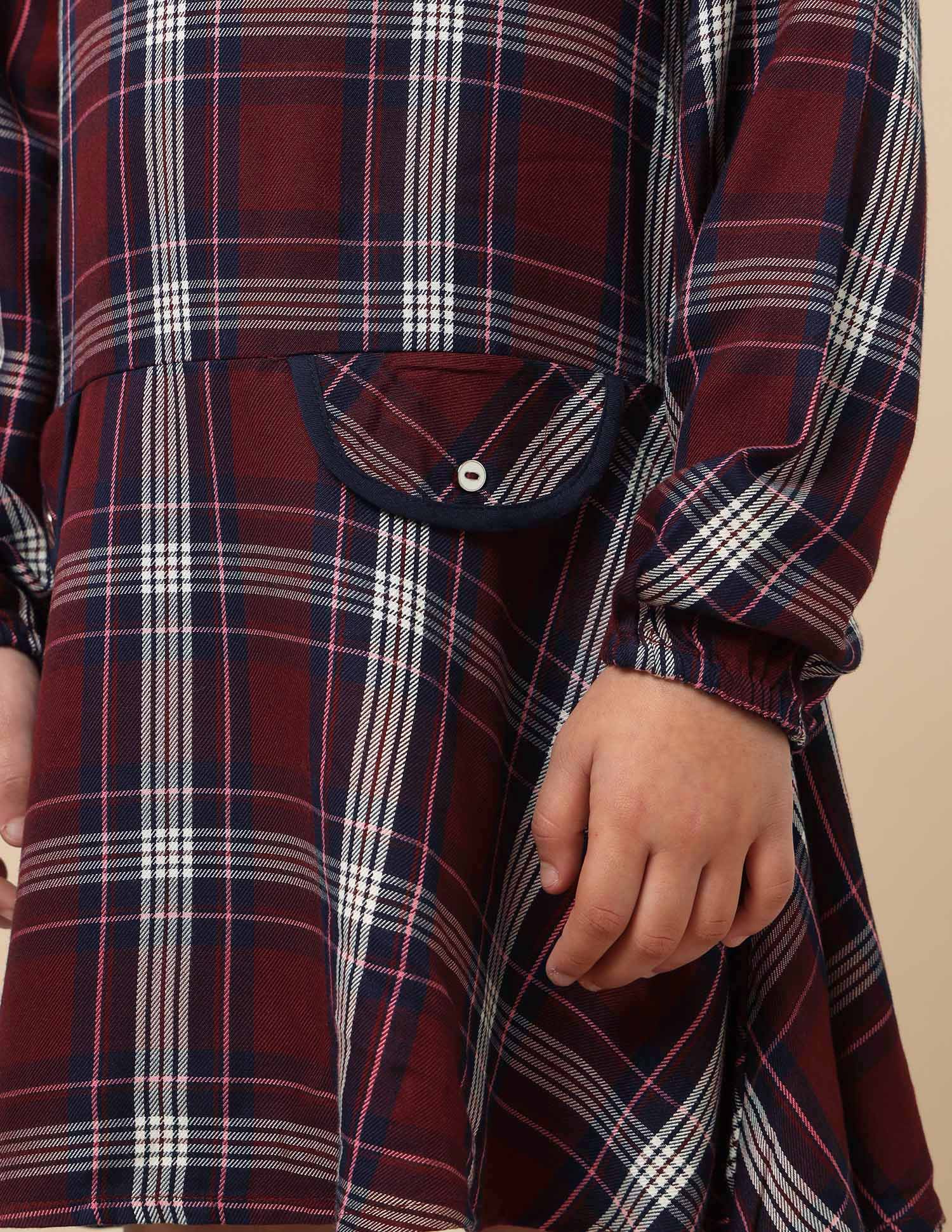 Girls Checked A-Line Dress Burgundy - U.S. POLO ASSN. | Large