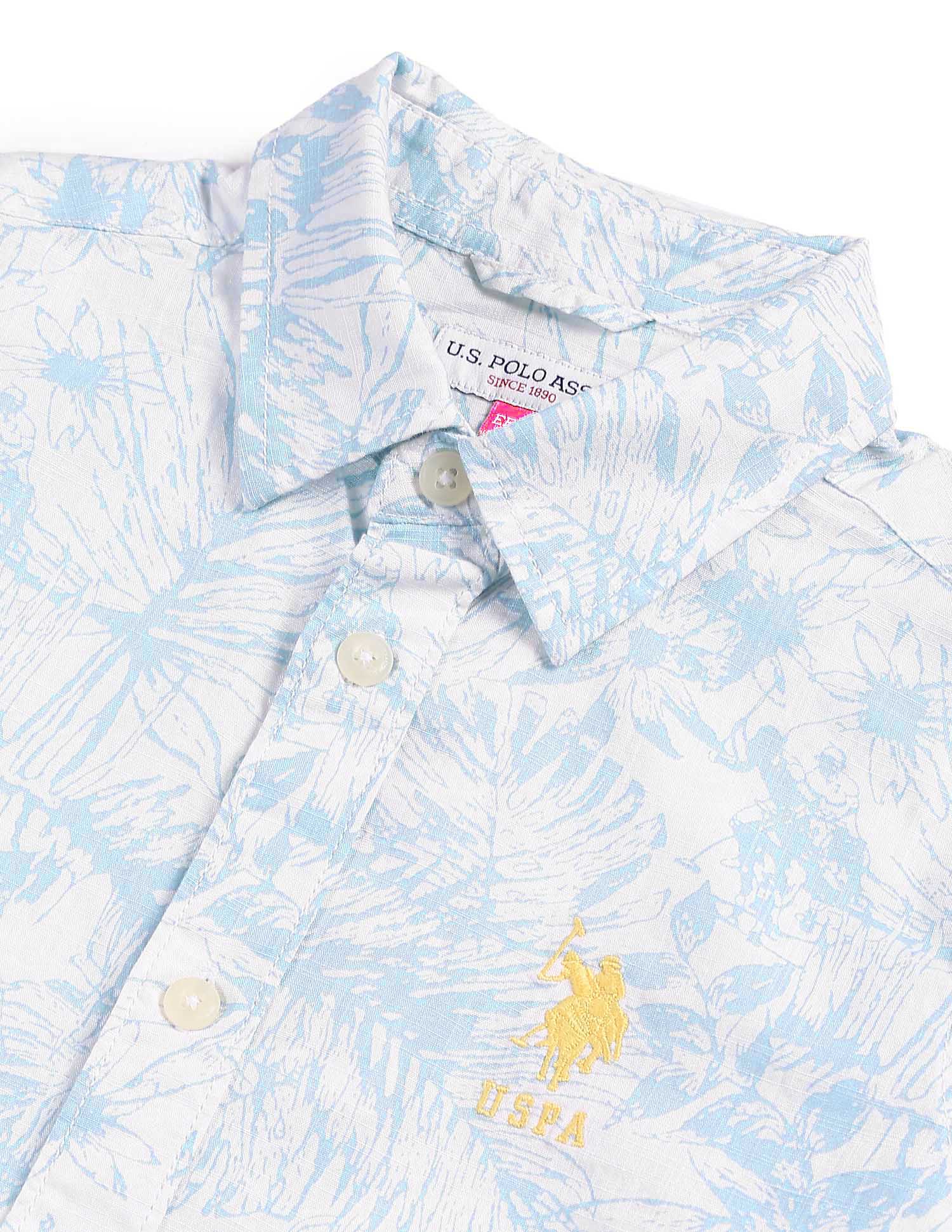 Boys Tropical Print Shirt Light Blue - U.S. Polo Assn. India | Large