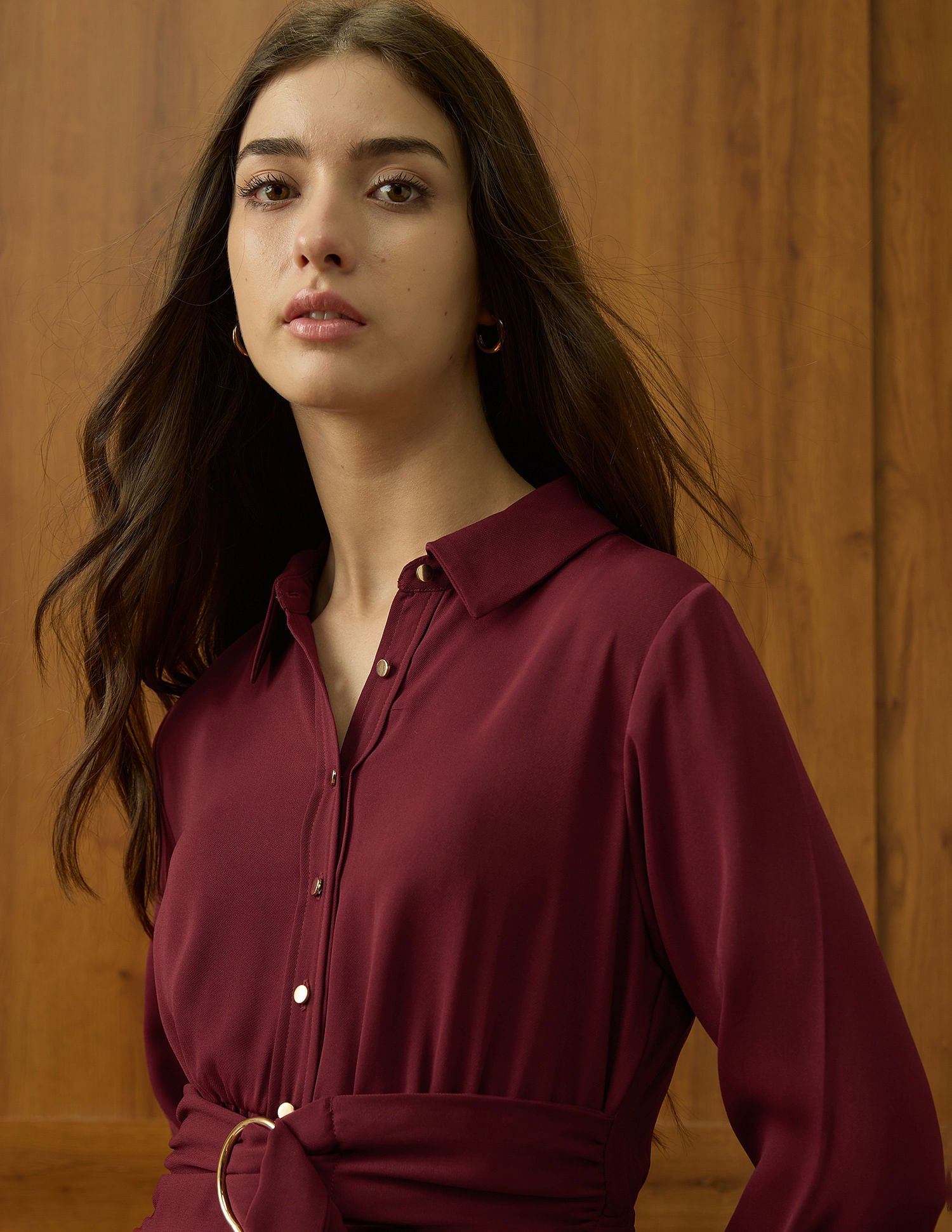 Solid Shirt Dress Cabernet - U.S. POLO ASSN. | Large