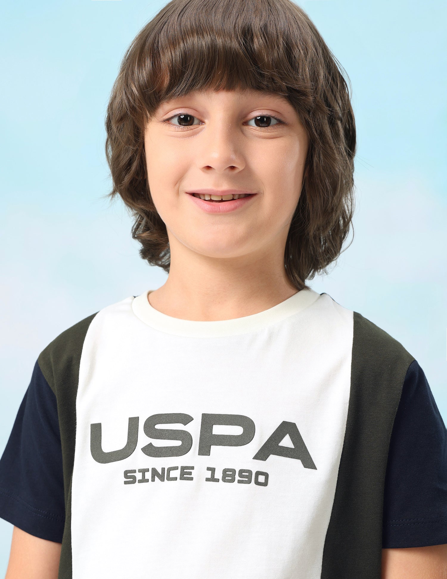 Colour Blocked Brand Printed Regular Fit T-Shirt Off White - U.S. Polo Assn. India | Large