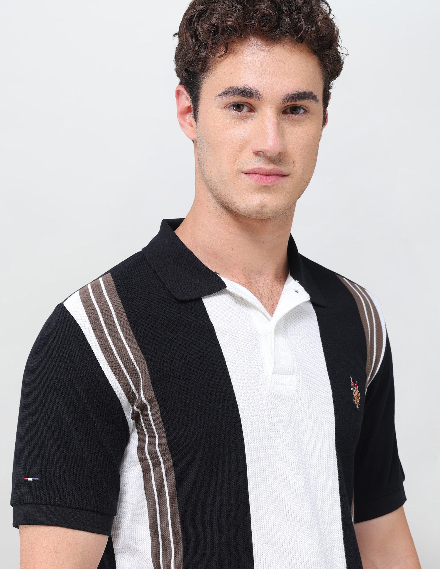Colourblocked Slim Fit Polo Shirt Black - U.S. Polo Assn. India | Large